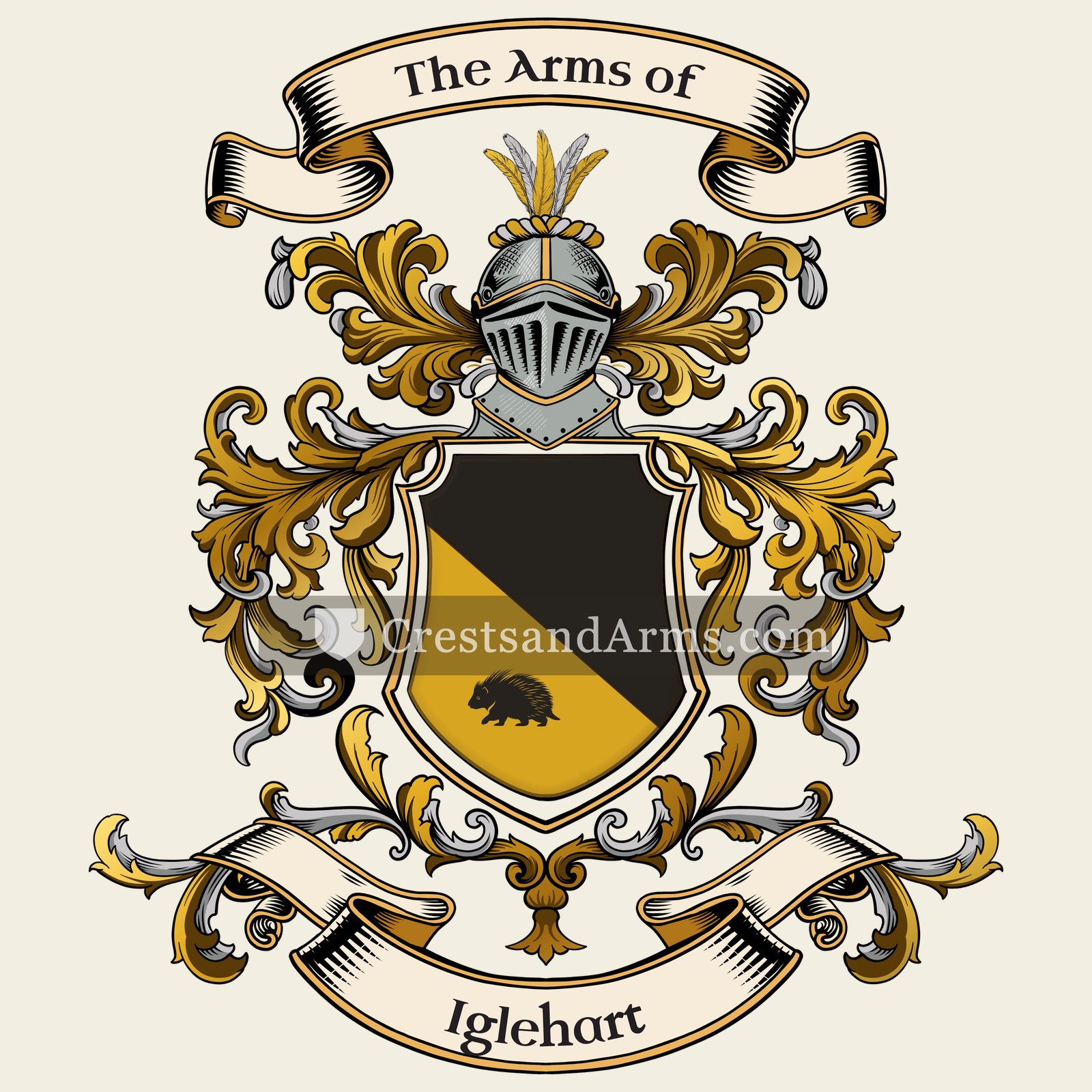 The Iglehart coat of arms, drawn from the recorded blazon