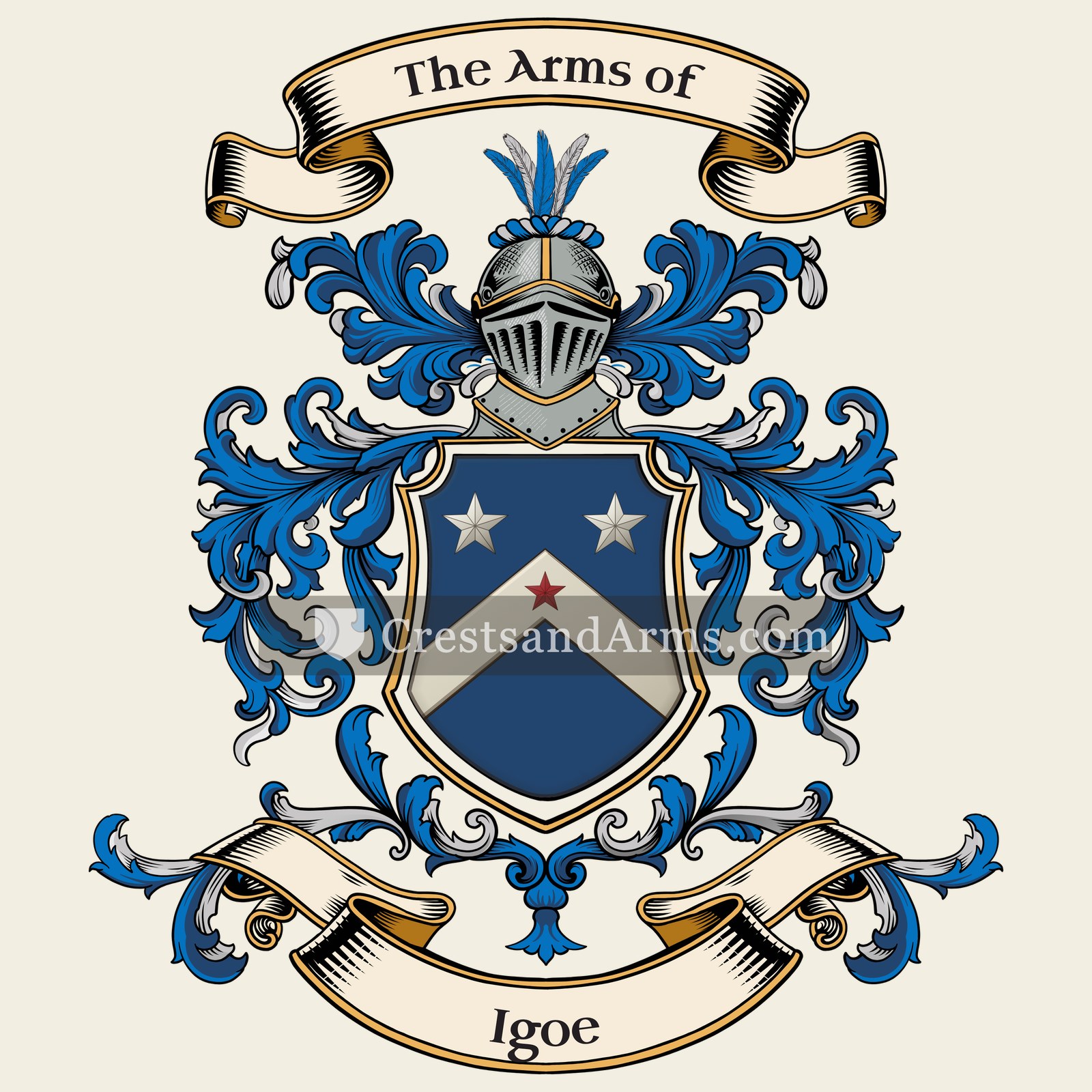 The Igoe coat of arms, drawn from the recorded blazon