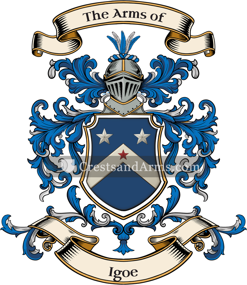 The Igoe coat of arms, drawn from the recorded blazon