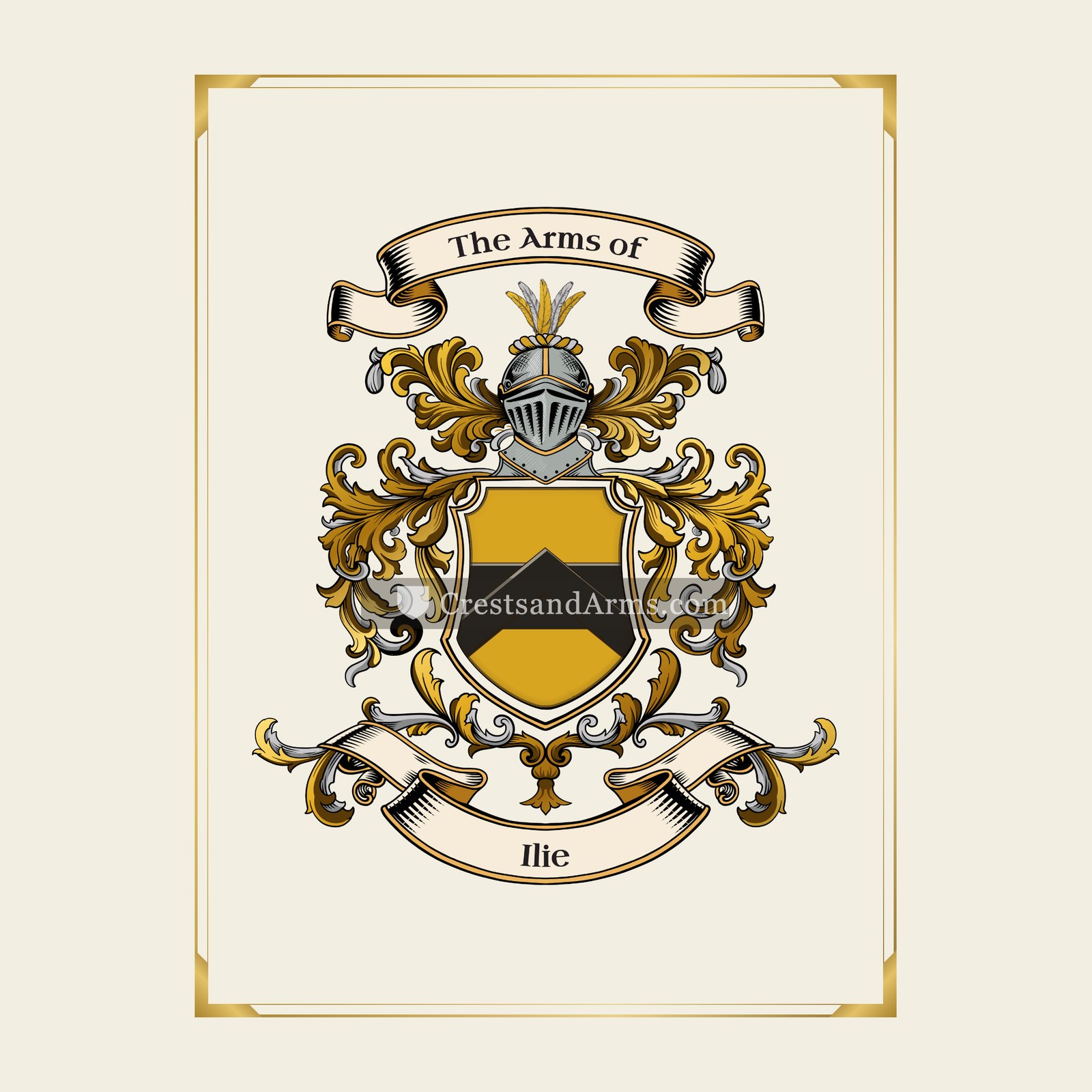 With gold border