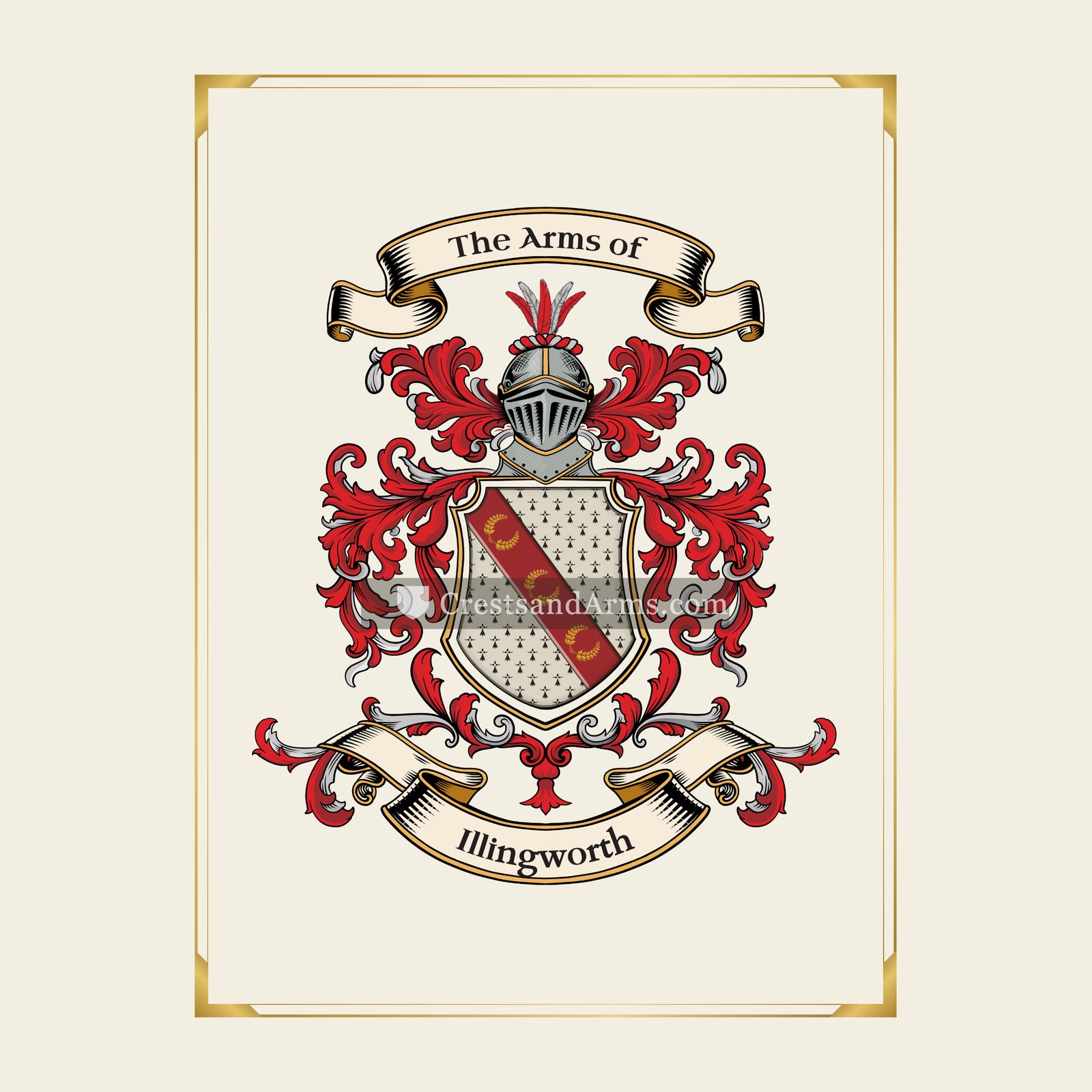With gold border