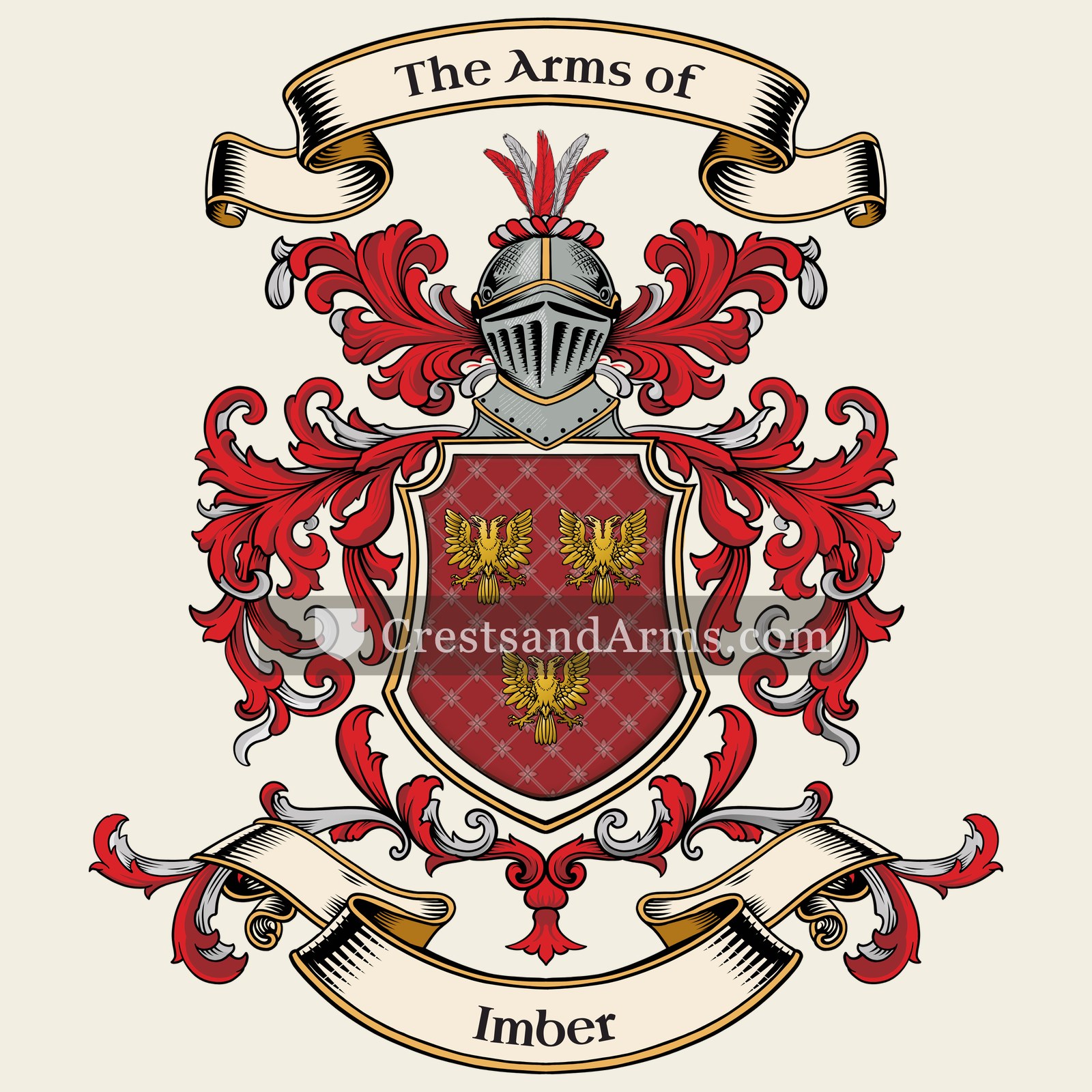 The Imber coat of arms, drawn from the recorded blazon