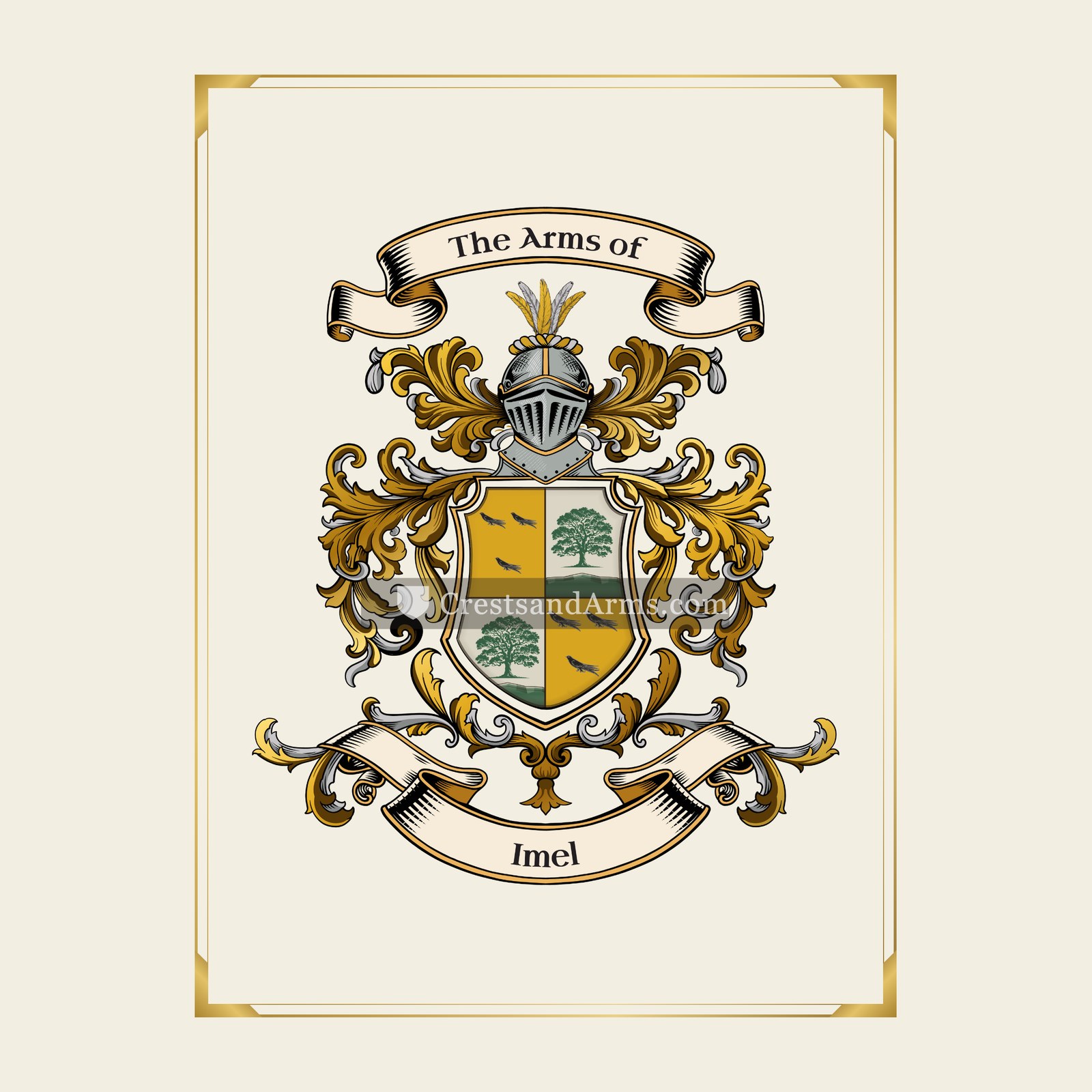 With gold border