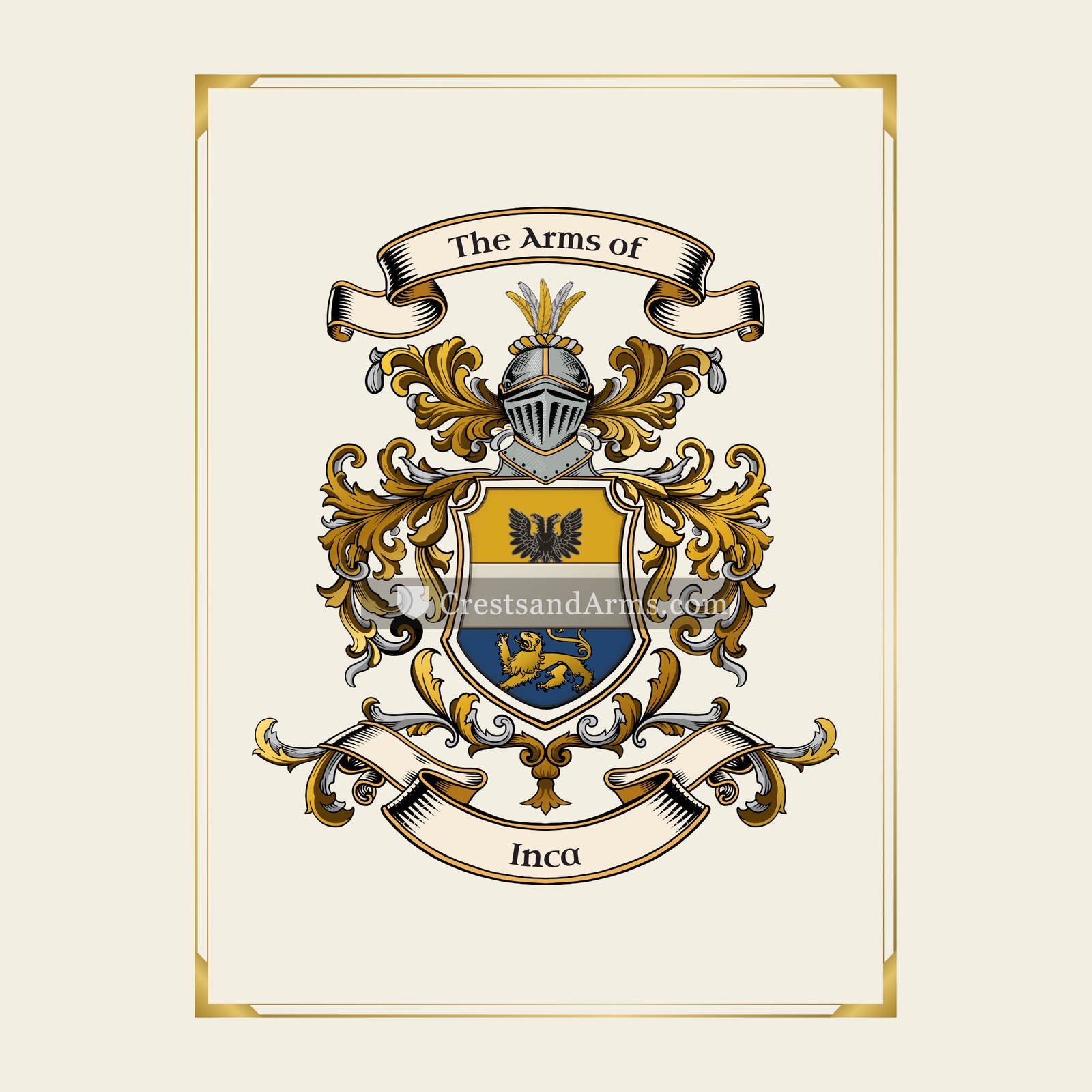With gold border