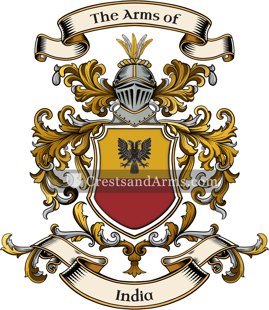 The India coat of arms, drawn from the recorded blazon