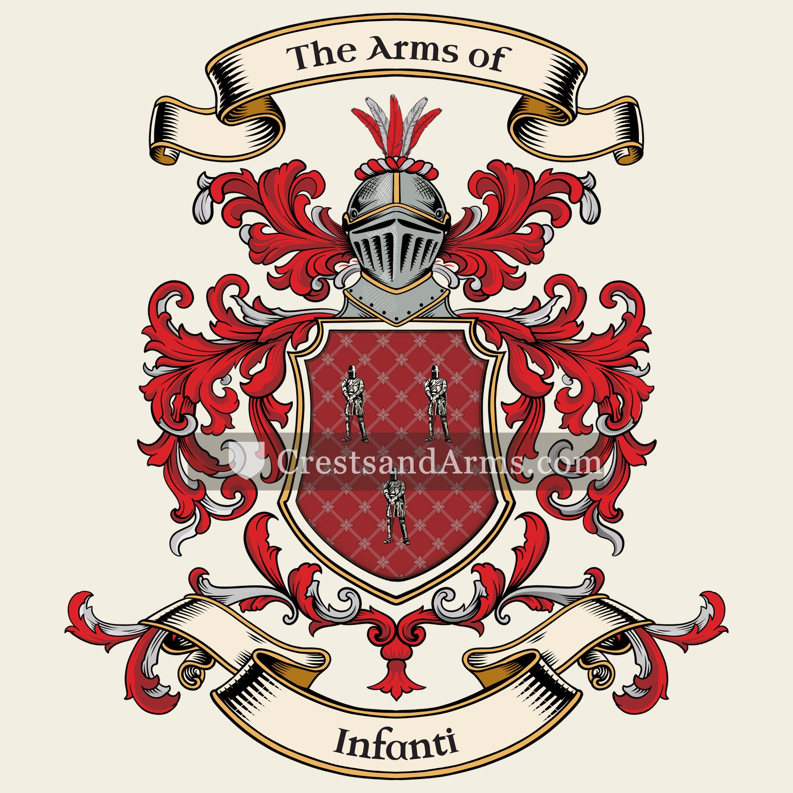 The Infanti coat of arms, drawn from the recorded blazon
