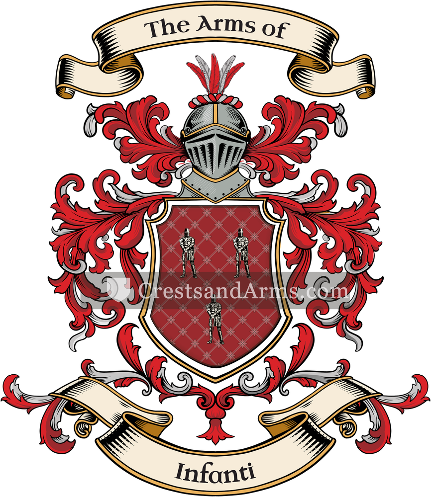 The Infanti coat of arms, drawn from the recorded blazon