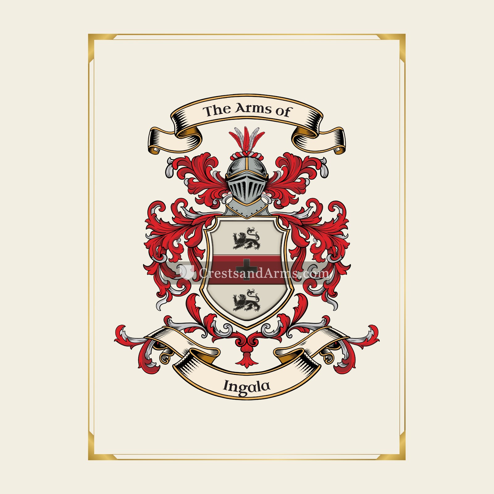 With gold border