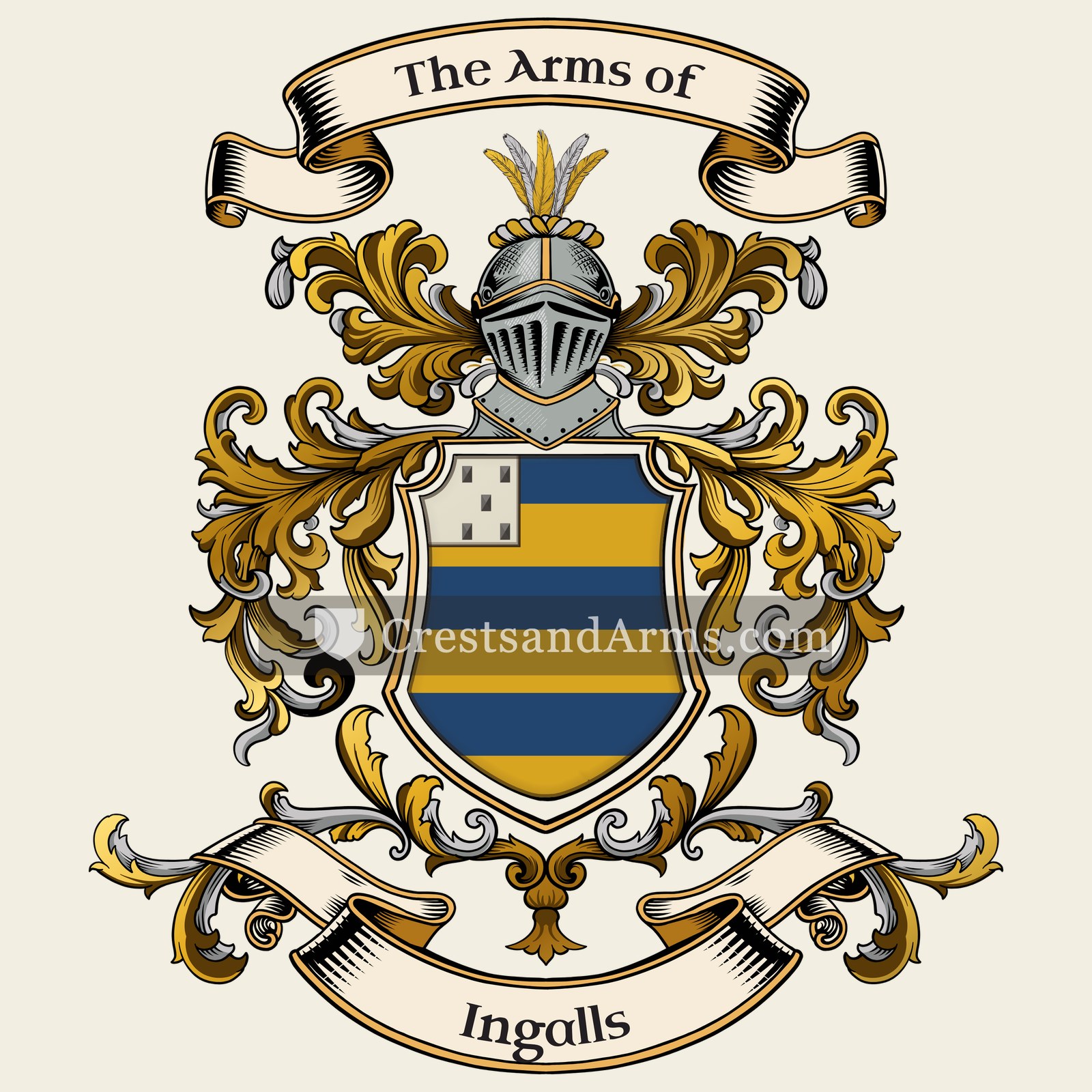 The Ingalls coat of arms, drawn from the recorded blazon