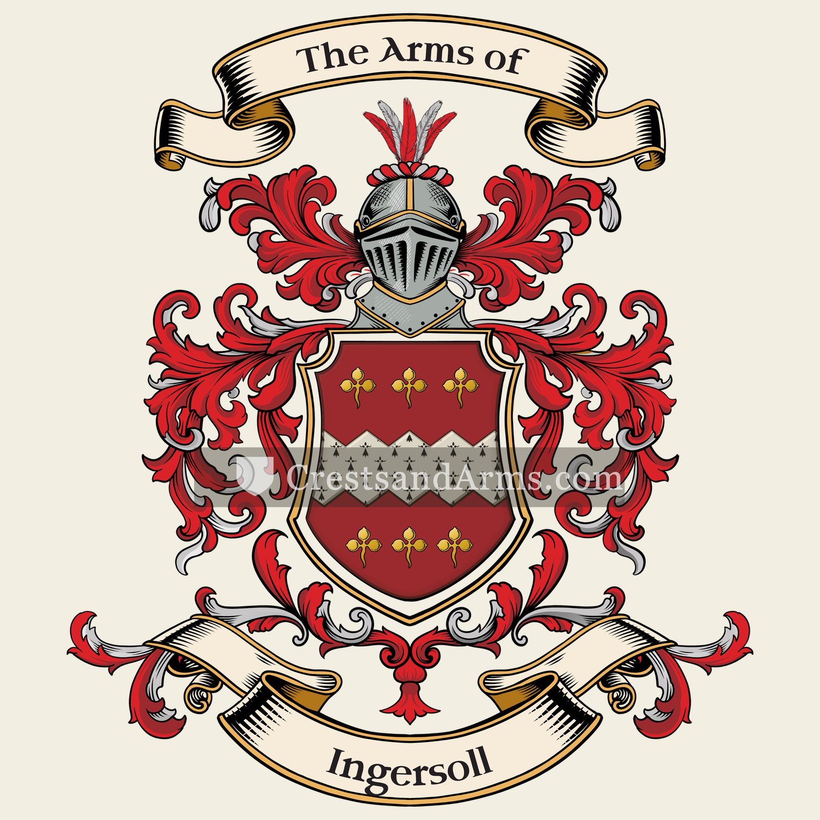 The Ingersoll coat of arms, drawn from the recorded blazon