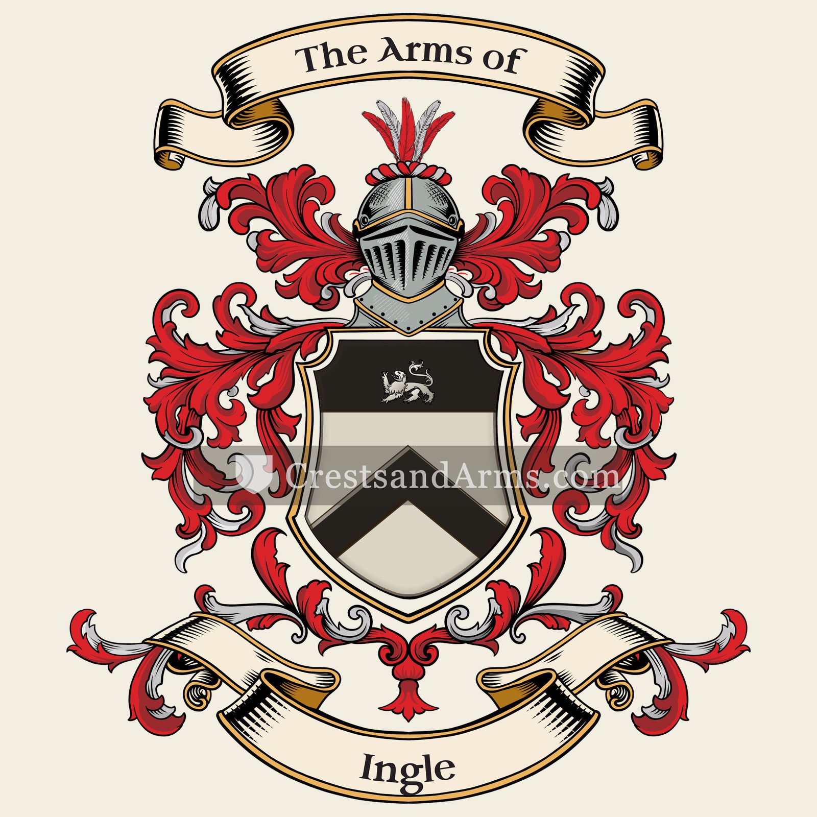 The Ingle coat of arms, drawn from the recorded blazon