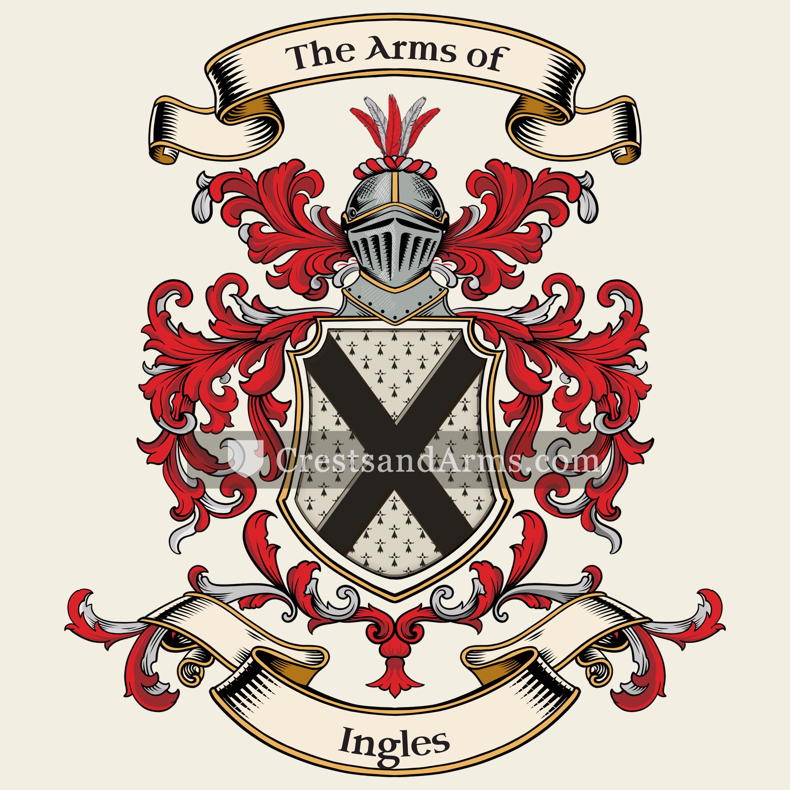 The Ingles coat of arms, drawn from the recorded blazon