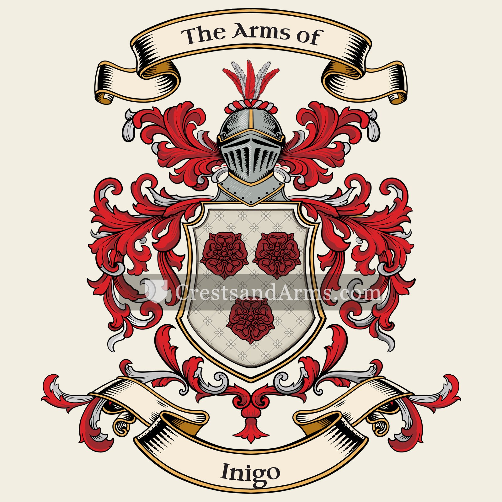 The Inigo coat of arms, drawn from the recorded blazon