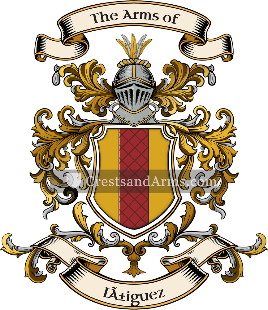 The Iñiguez coat of arms, drawn from the recorded blazon