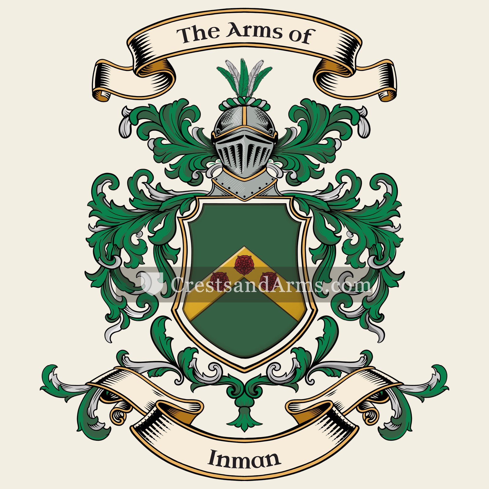 The Inman coat of arms, drawn from the recorded blazon