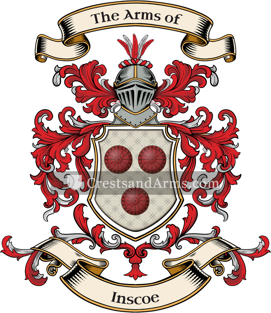 The Inscoe coat of arms, drawn from the recorded blazon