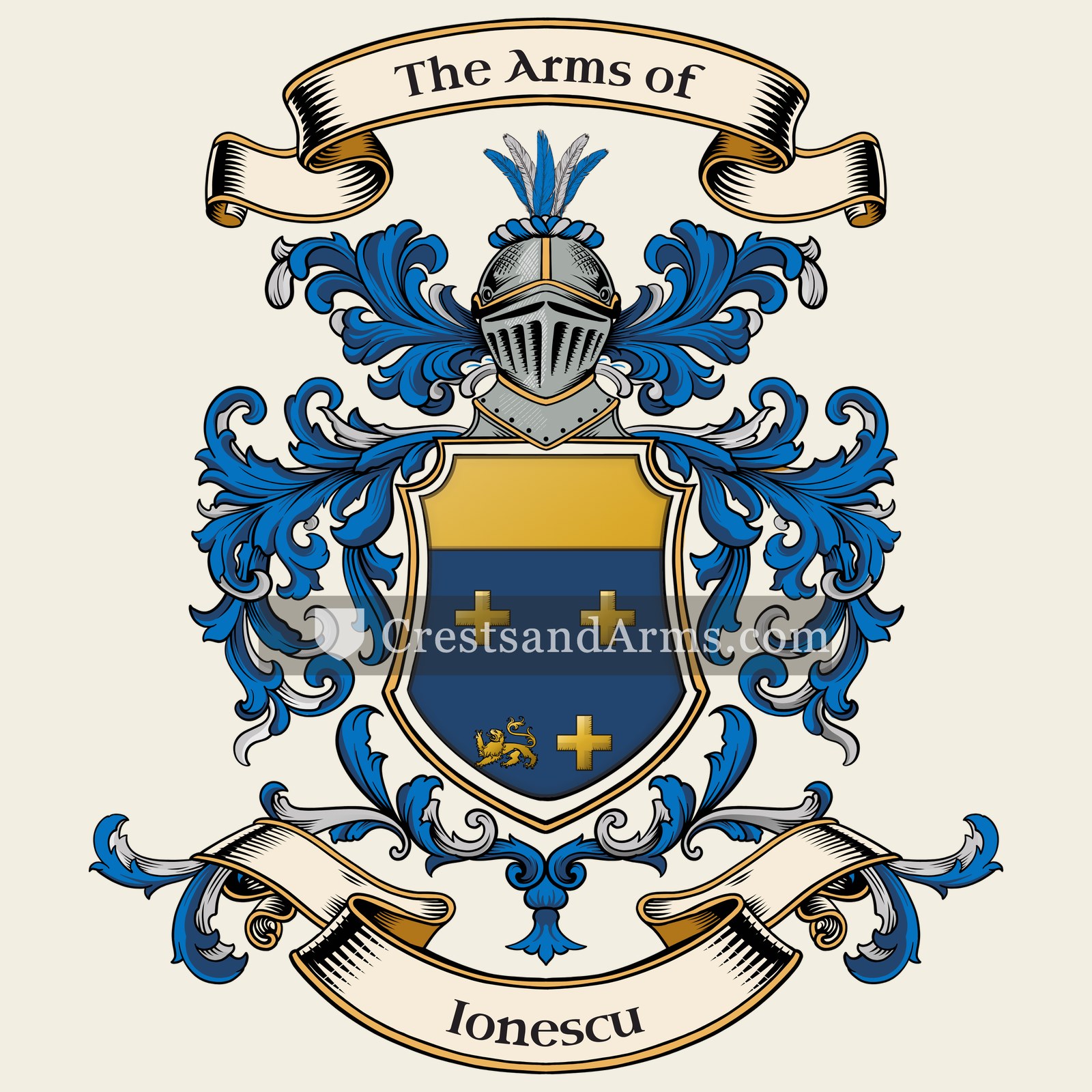 The Ionescu coat of arms, drawn from the recorded blazon