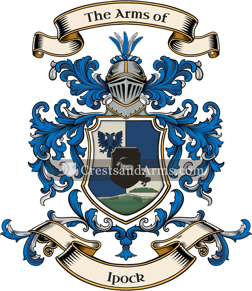 The Ipock coat of arms, drawn from the recorded blazon