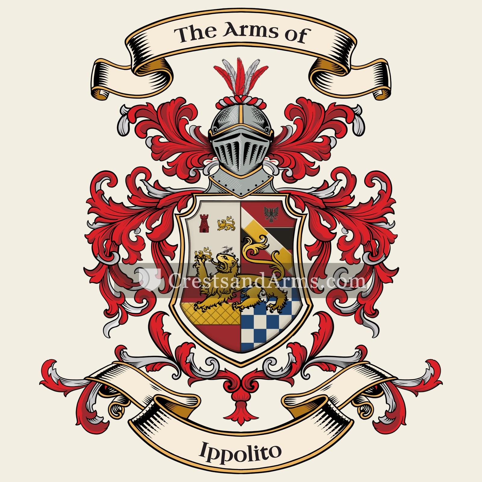 The Ippolito coat of arms, drawn from the recorded blazon