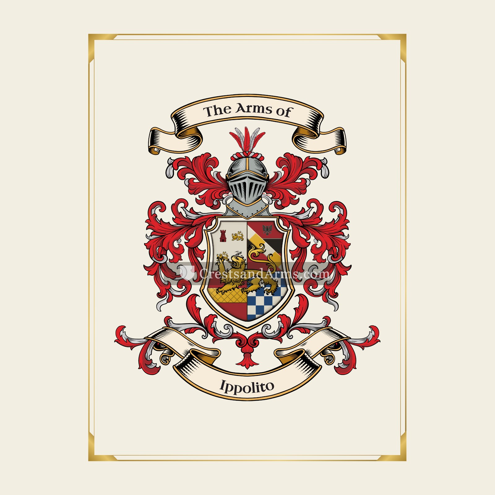 With gold border