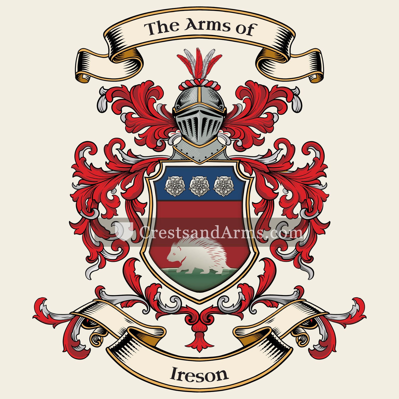 The Ireson coat of arms, drawn from the recorded blazon