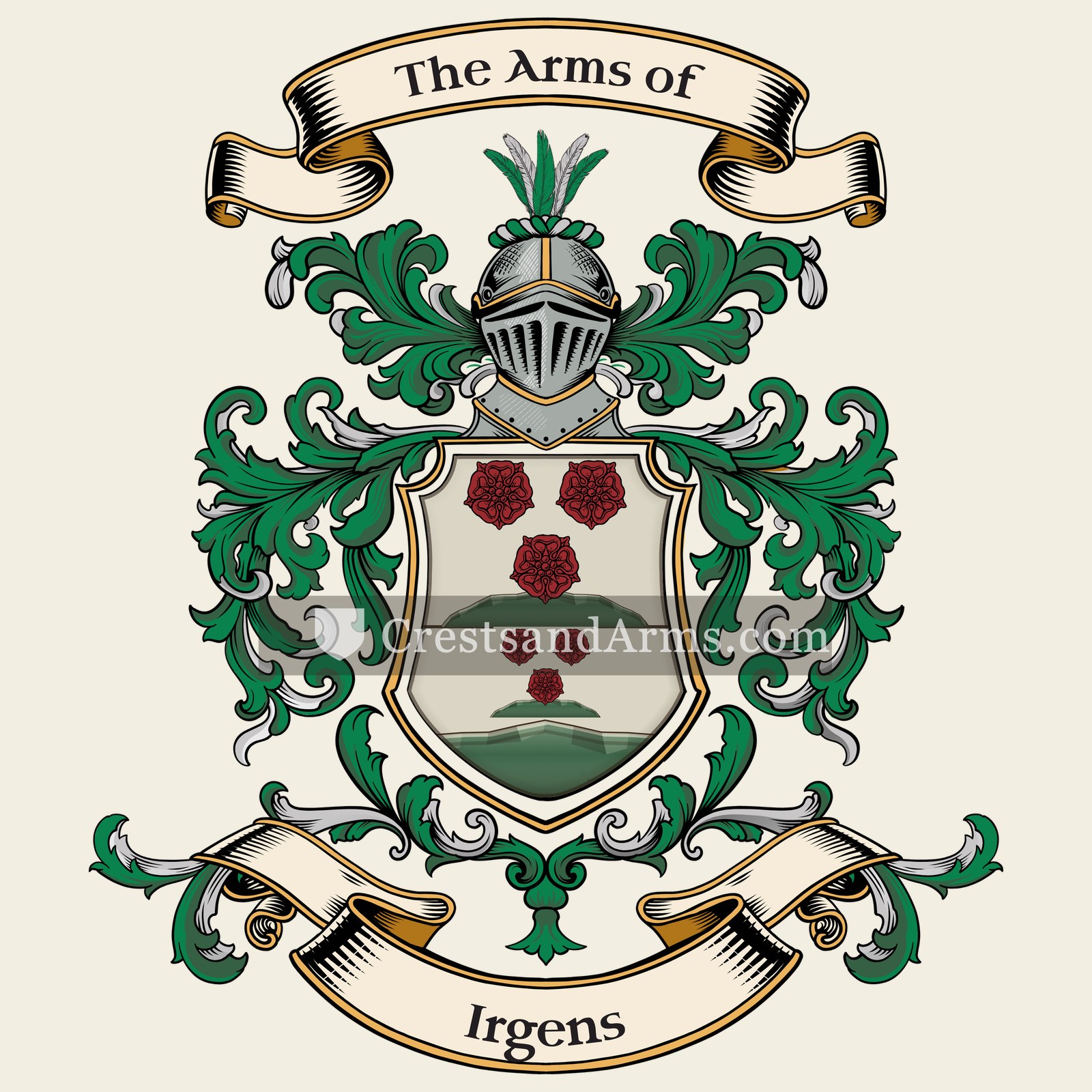The Irgens coat of arms, drawn from the recorded blazon