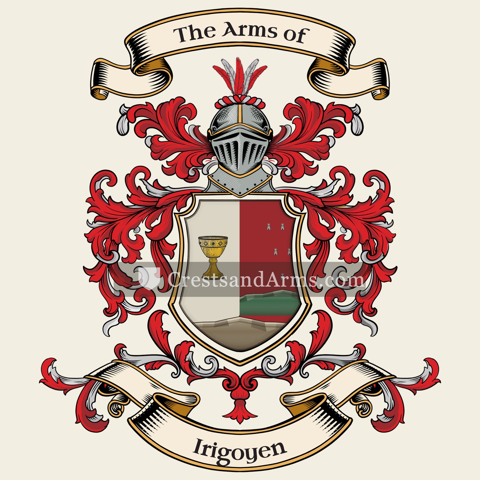 The Irigoyen coat of arms, drawn from the recorded blazon