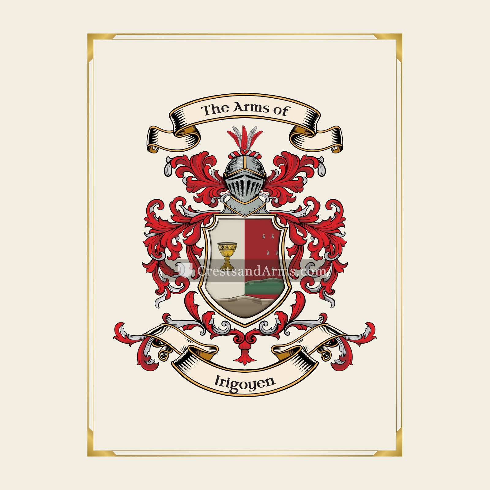 With gold border