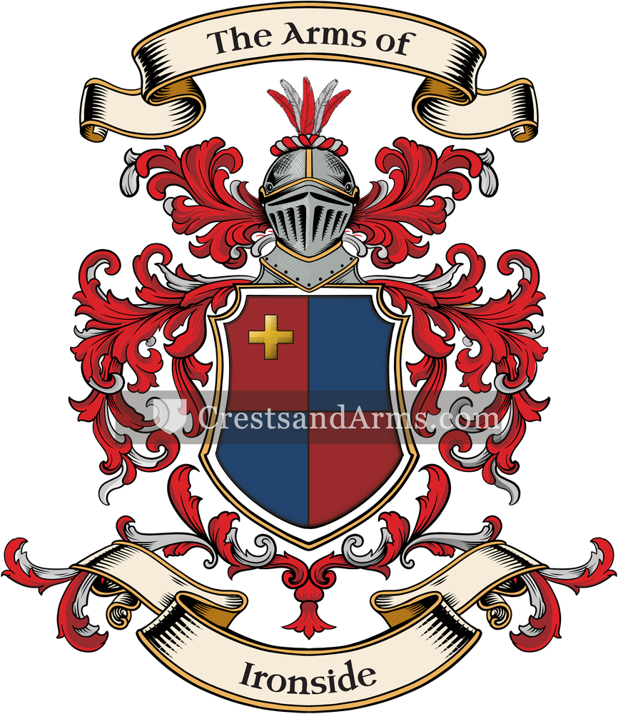 The Ironside coat of arms, drawn from the recorded blazon