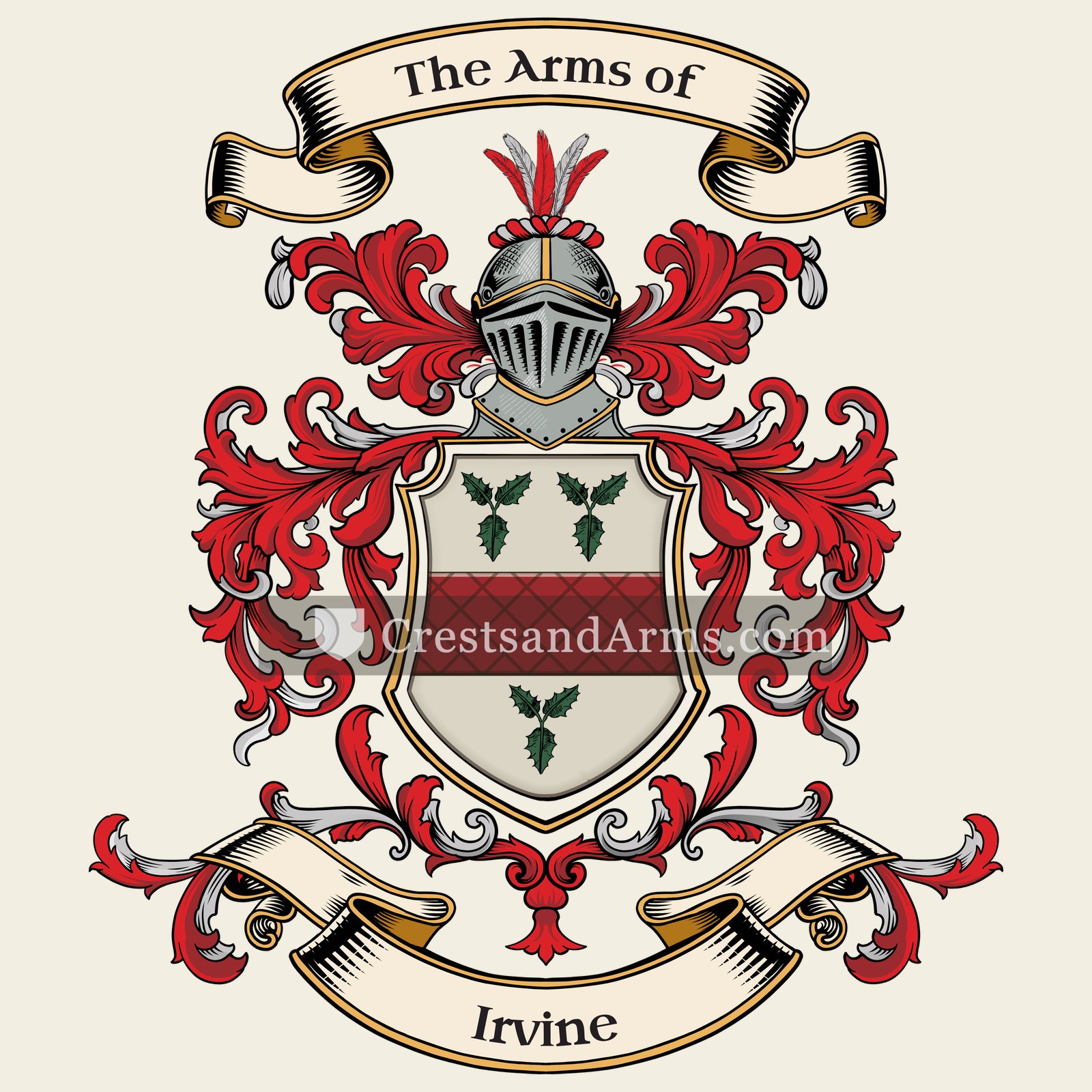 The Irvine coat of arms, drawn from the recorded blazon