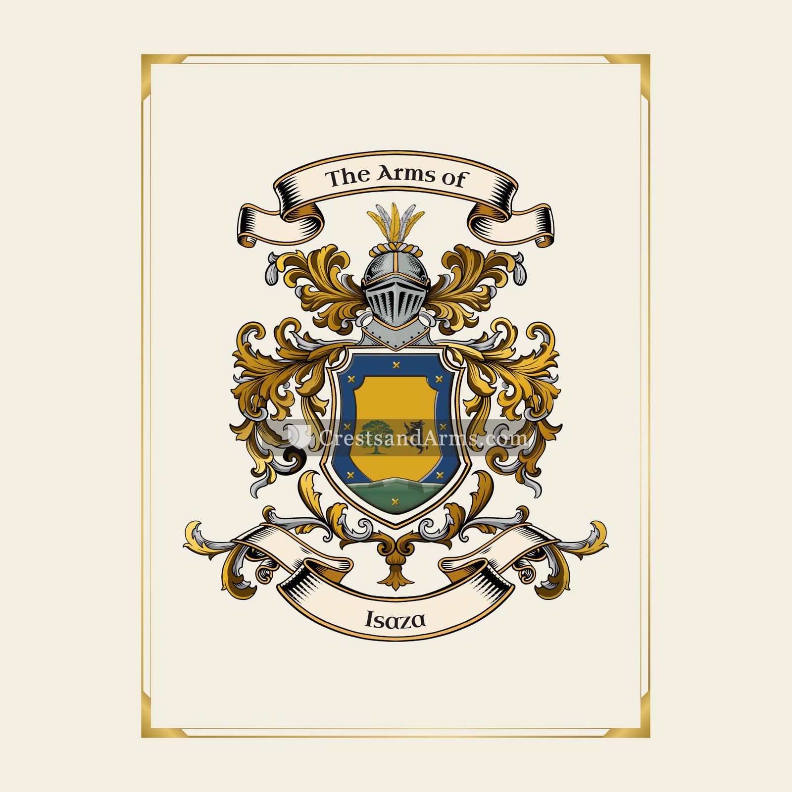With gold border