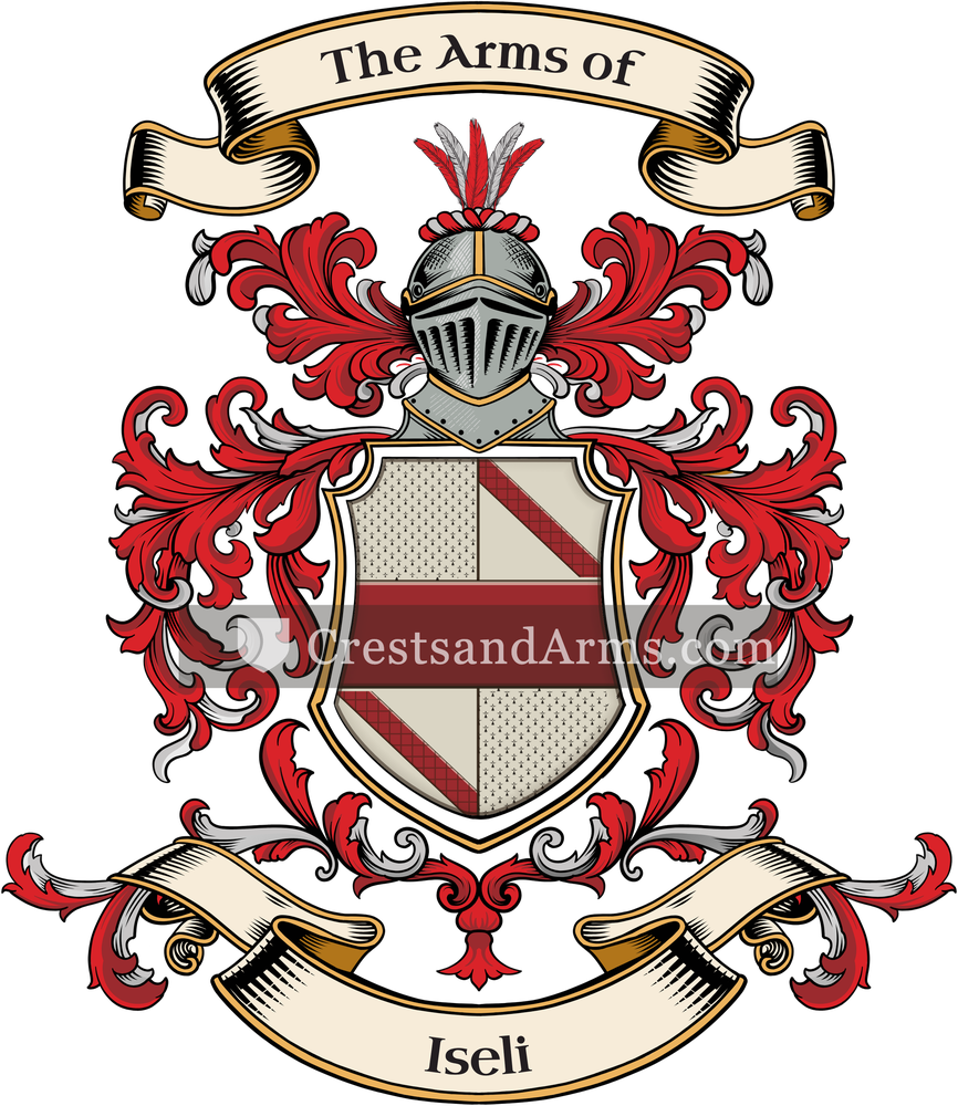 The Iseli coat of arms, drawn from the recorded blazon