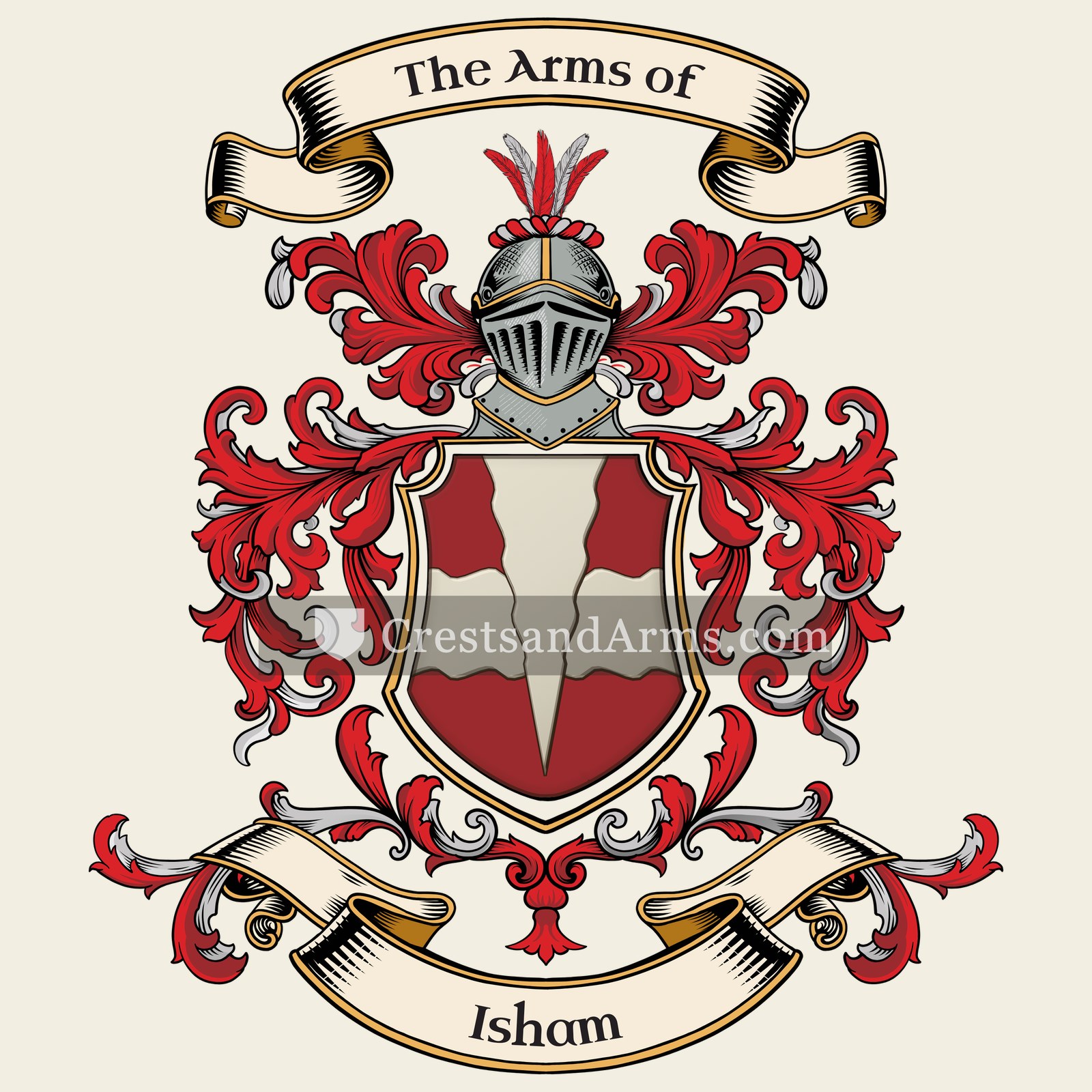 The Isham coat of arms, drawn from the recorded blazon
