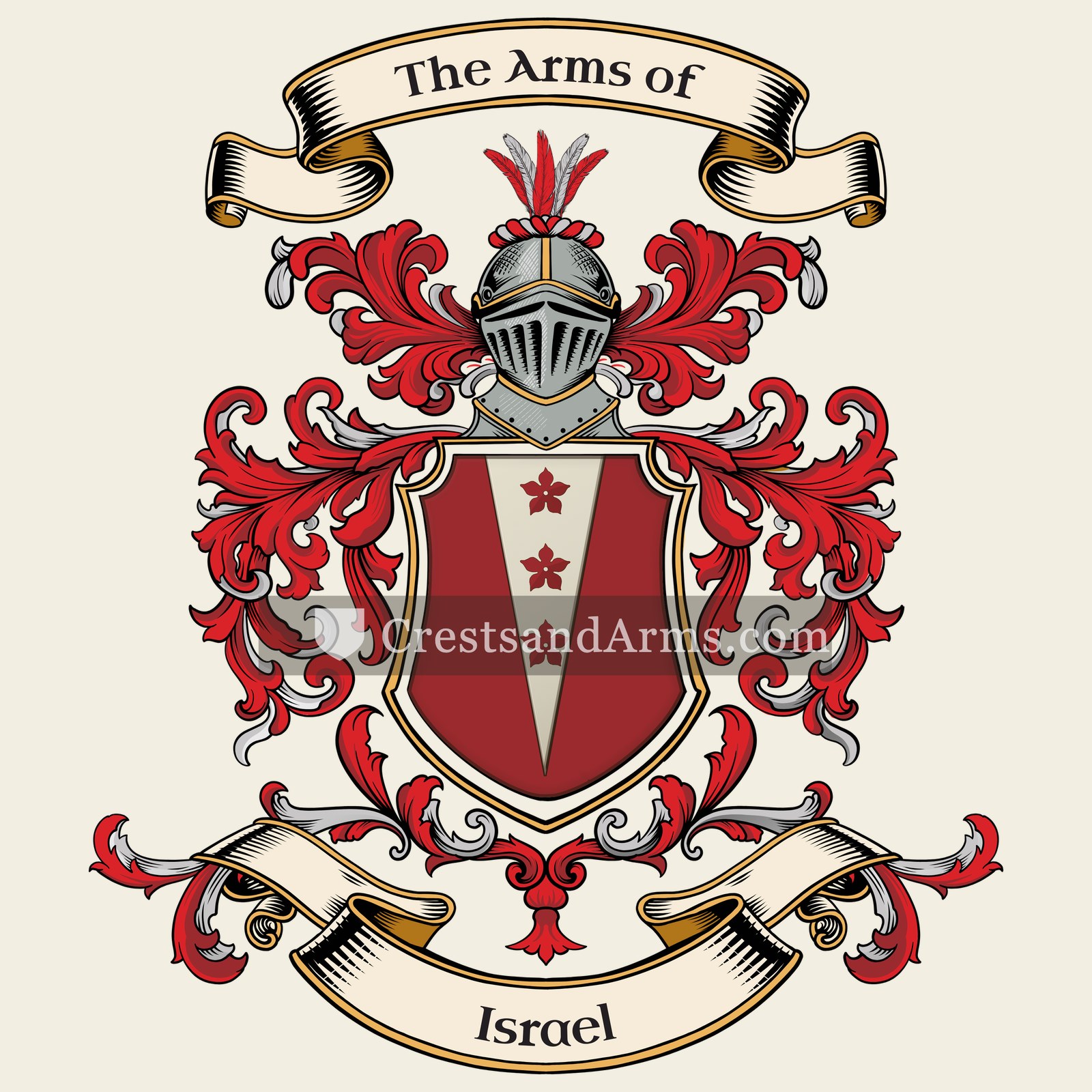The Israel coat of arms, drawn from the recorded blazon