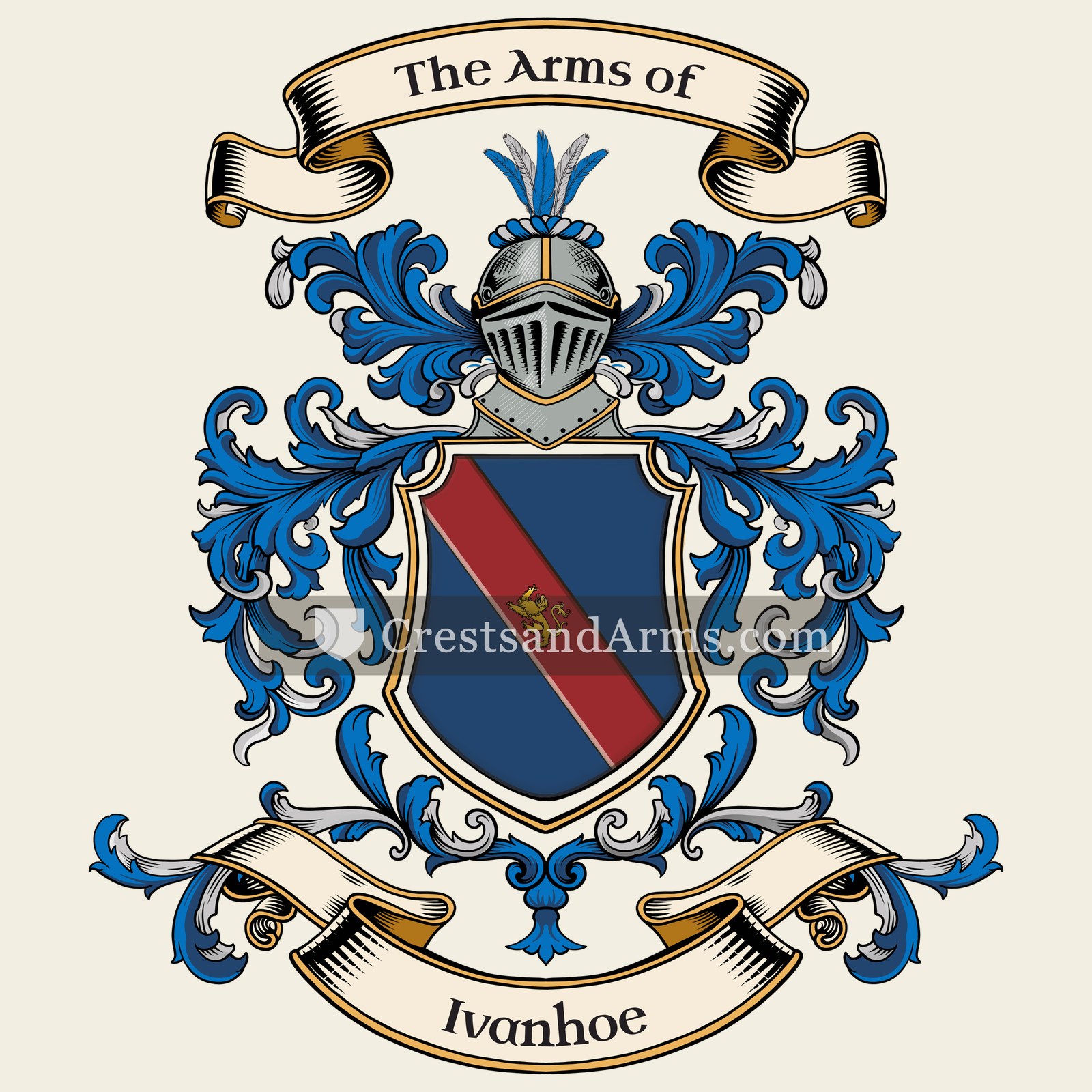 The Ivanhoe coat of arms, drawn from the recorded blazon