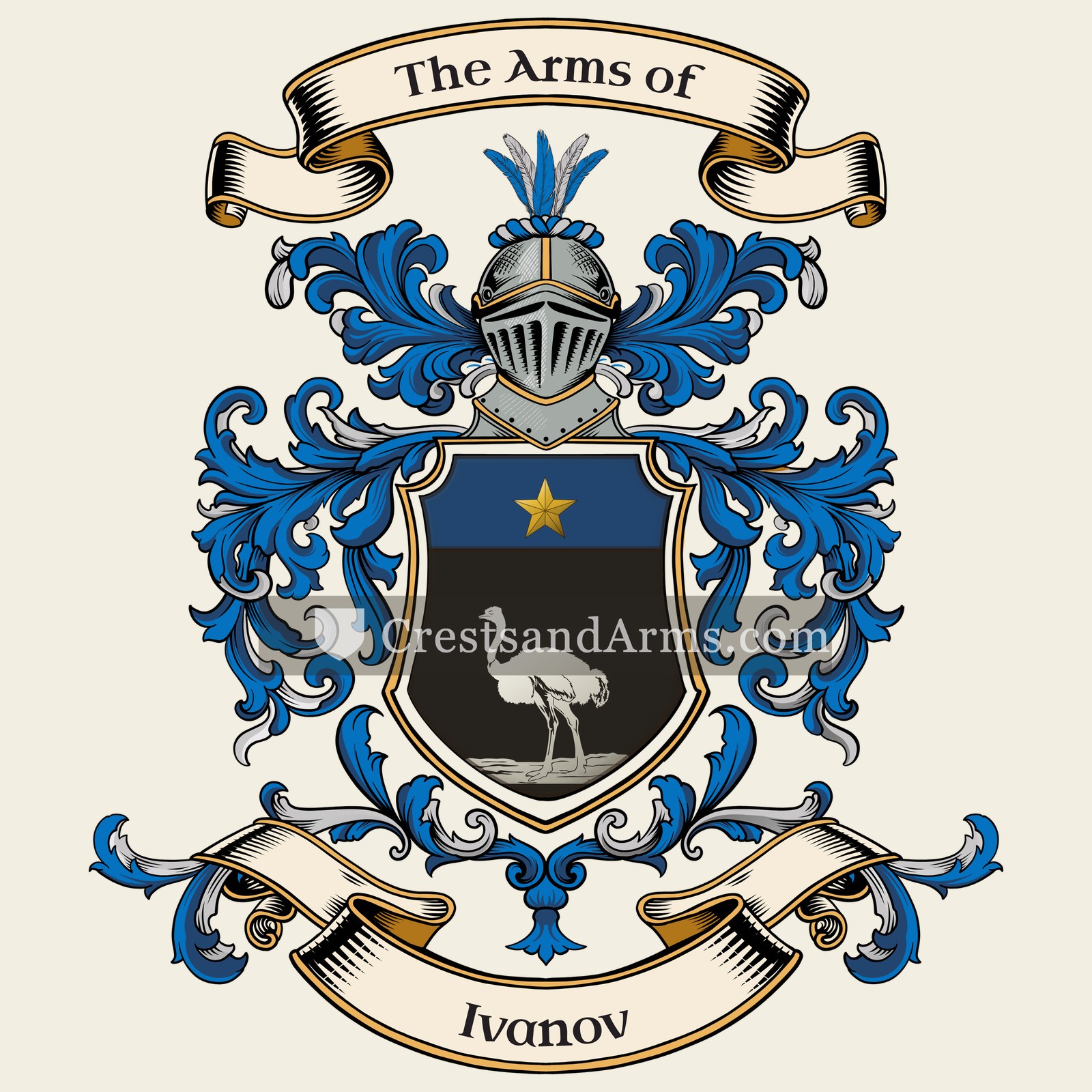 The Ivanov coat of arms, drawn from the recorded blazon