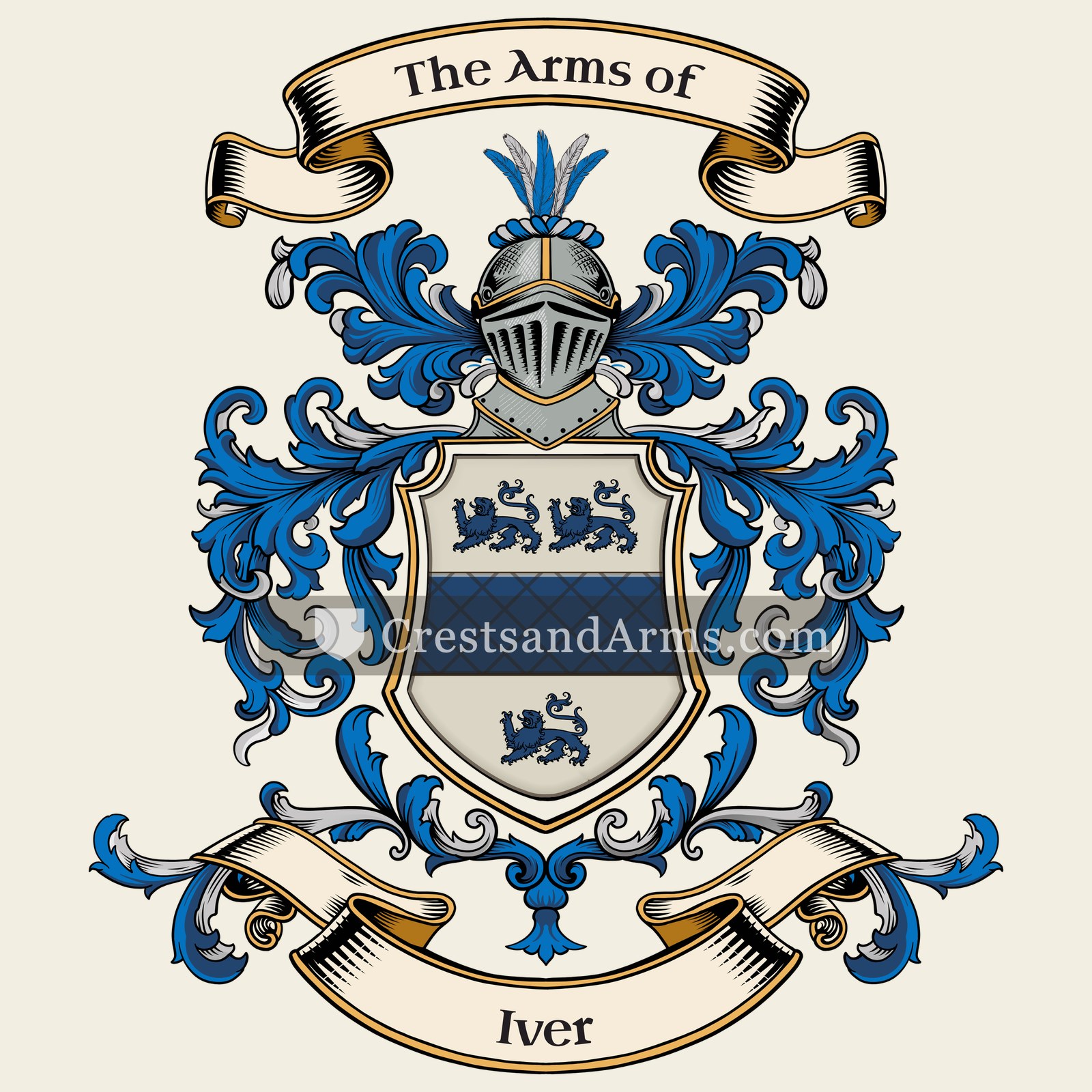 The Iver coat of arms, drawn from the recorded blazon