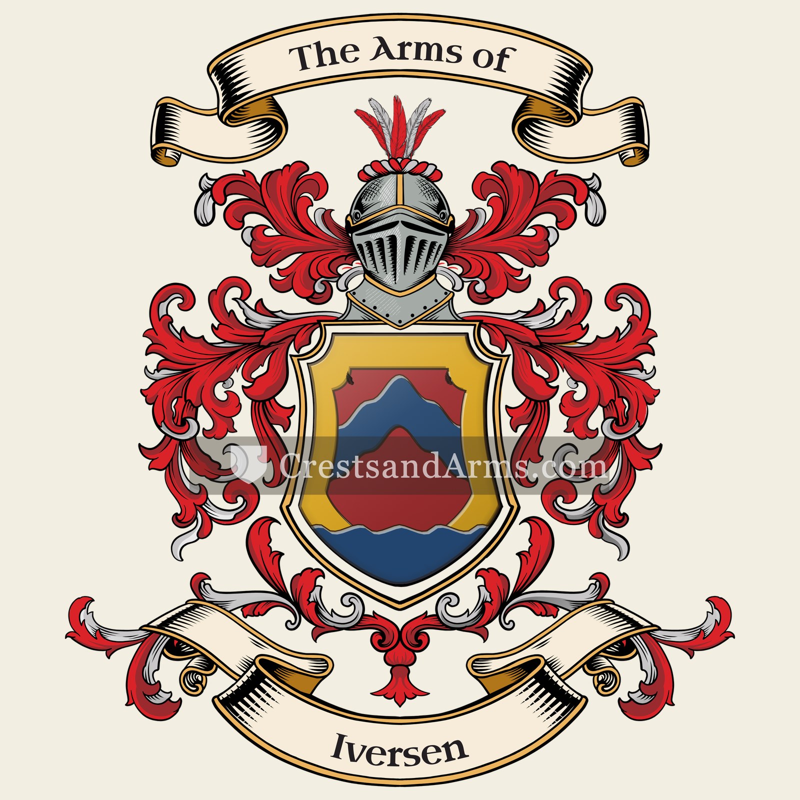 The Iversen coat of arms, drawn from the recorded blazon