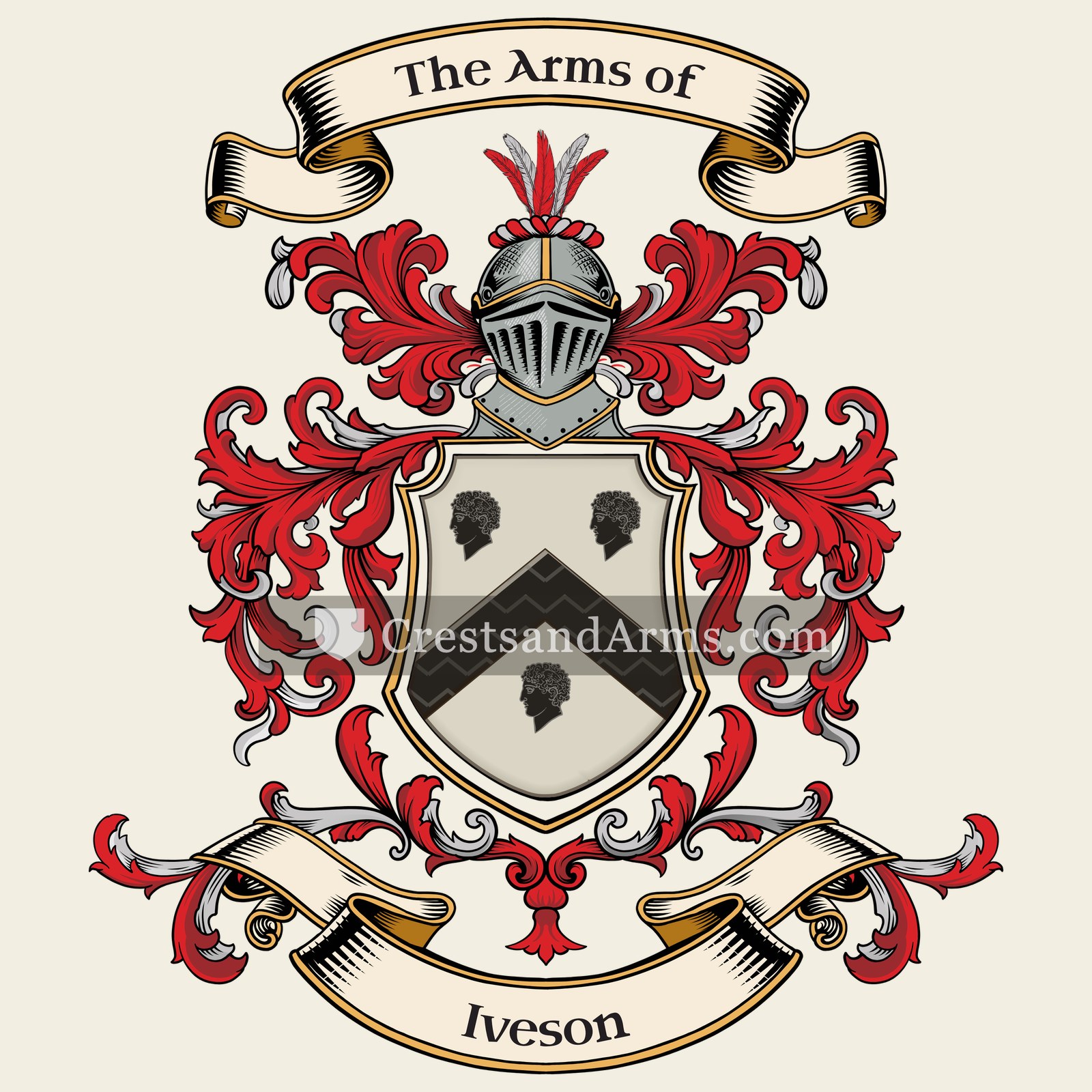 The Iveson coat of arms, drawn from the recorded blazon