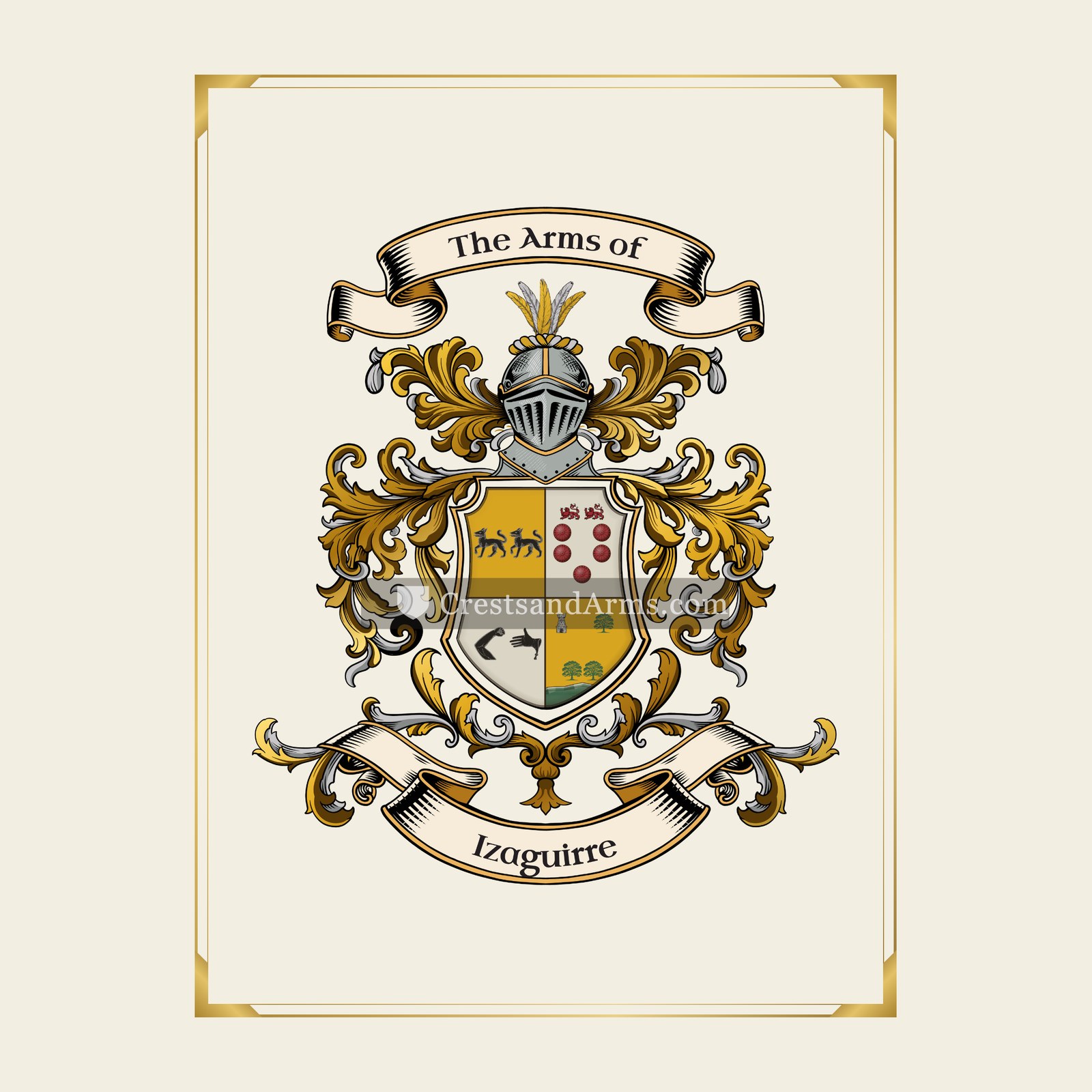 With gold border