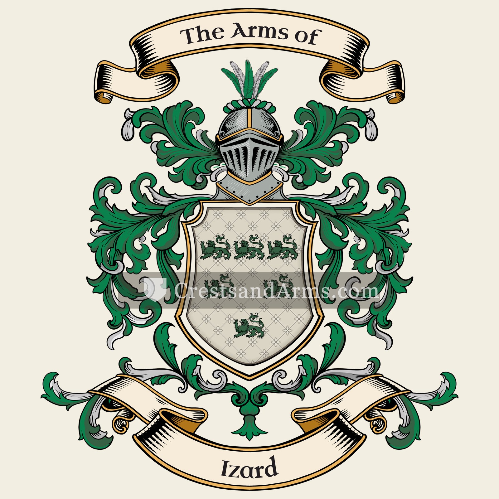 The Izard coat of arms, drawn from the recorded blazon