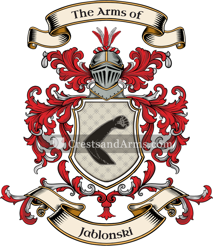 The Jablonski coat of arms, drawn from the recorded blazon