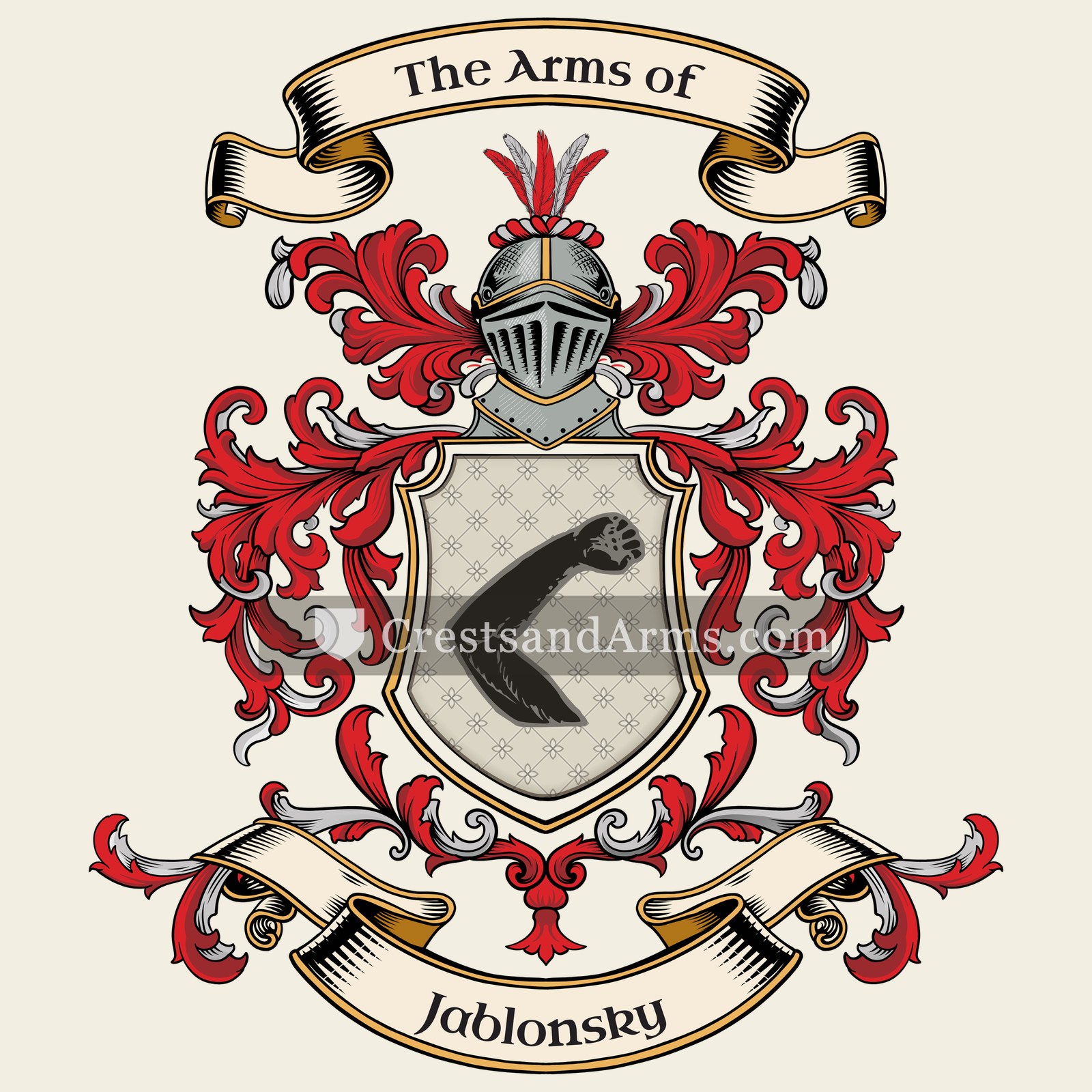 The Jablonsky coat of arms, drawn from the recorded blazon