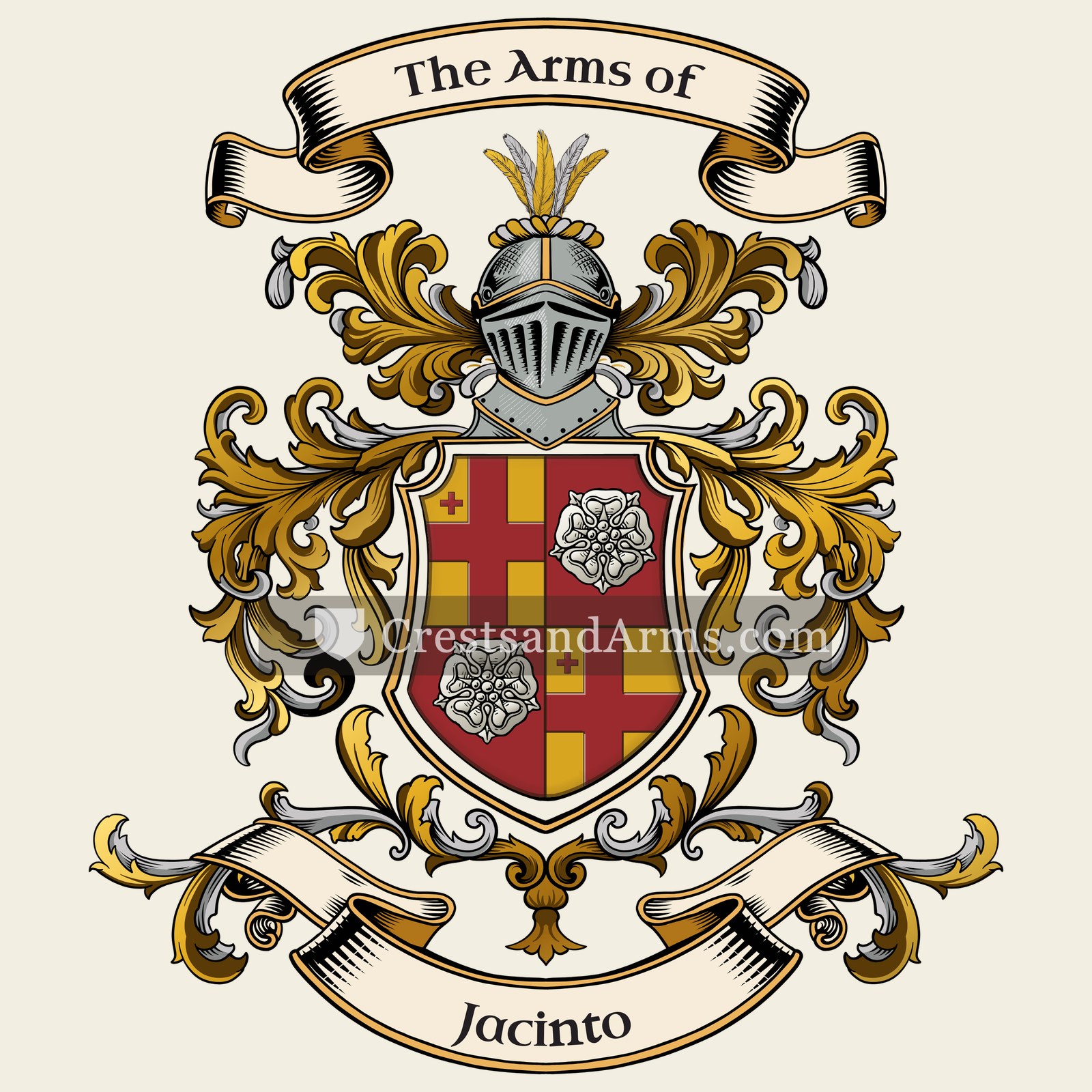 The Jacinto coat of arms, drawn from the recorded blazon