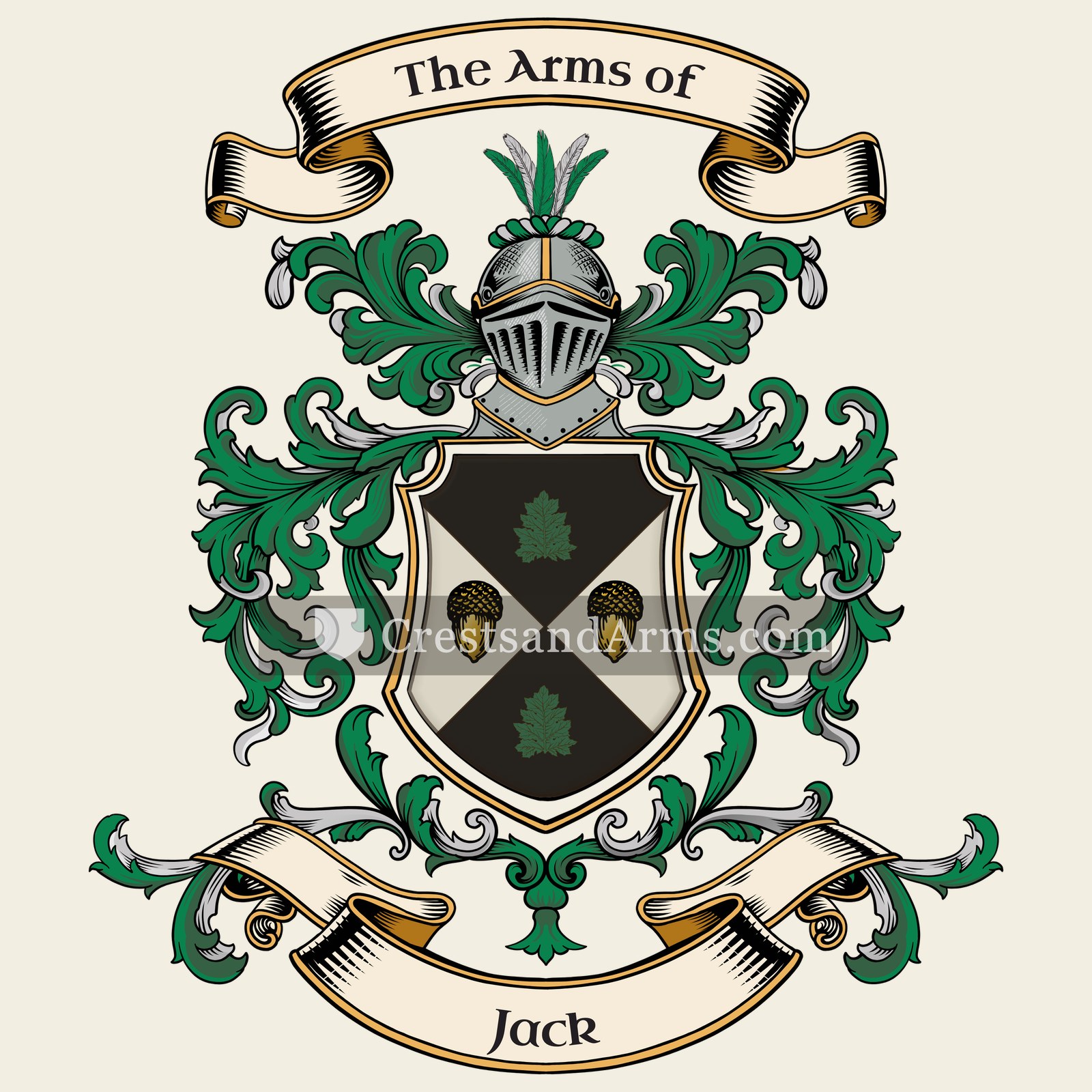 The Jack coat of arms, drawn from the recorded blazon
