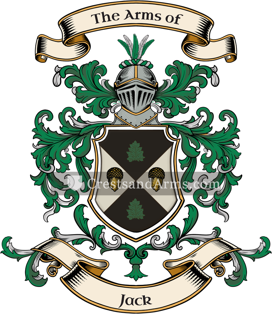 The Jack coat of arms, drawn from the recorded blazon