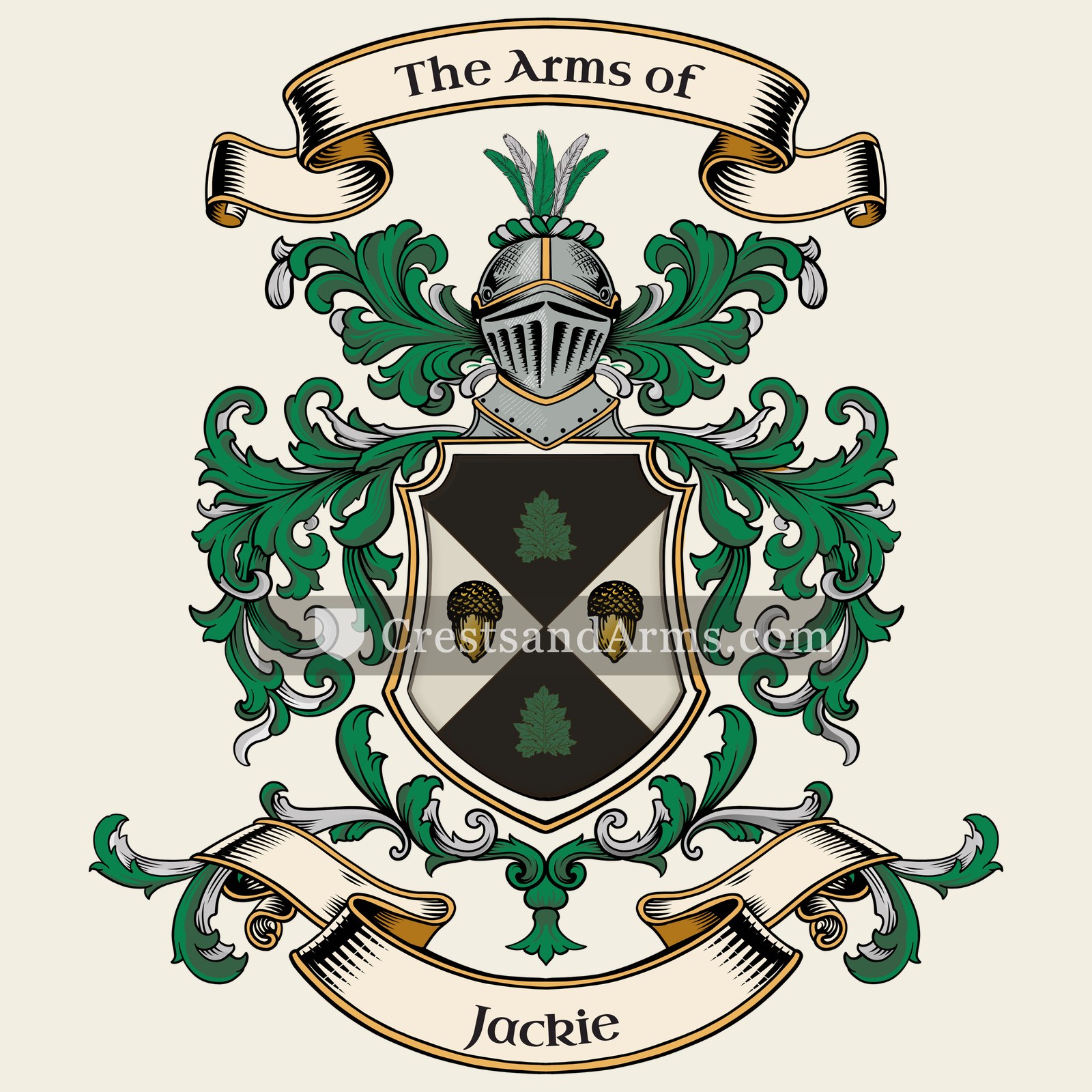 The Jackie coat of arms, drawn from the recorded blazon