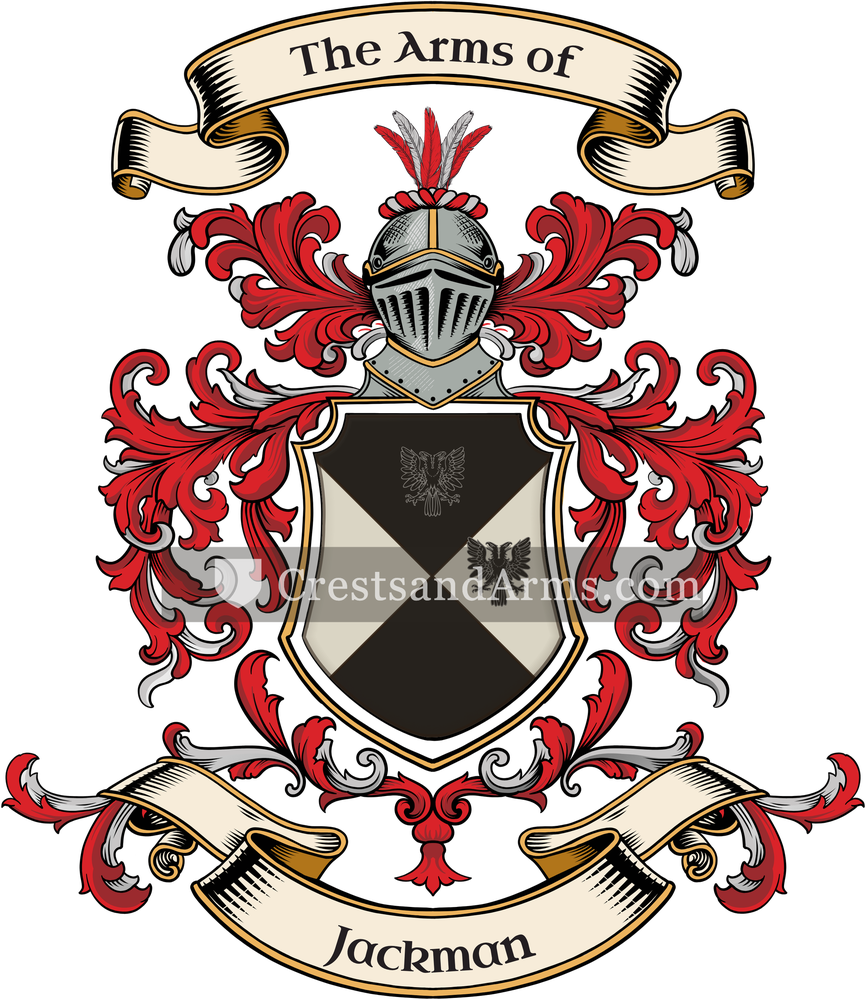 The Jackman coat of arms, drawn from the recorded blazon