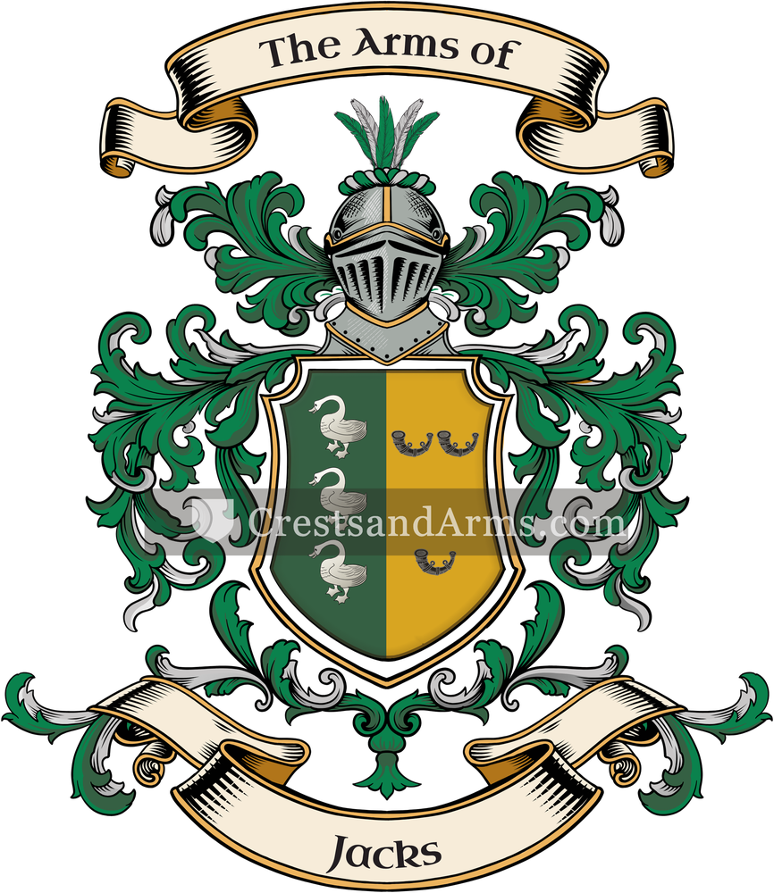 The Jacks coat of arms, drawn from the recorded blazon