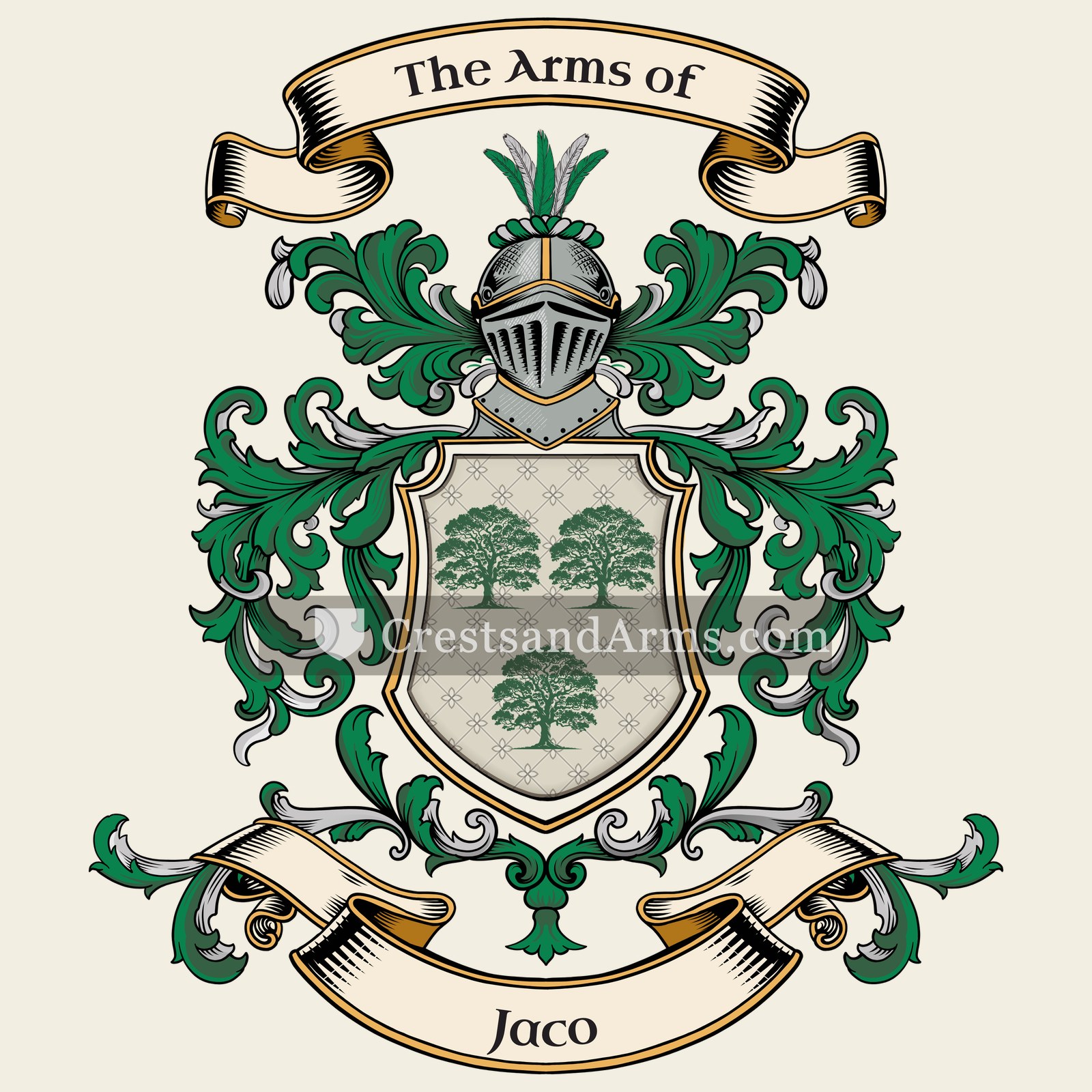 The Jaco coat of arms, drawn from the recorded blazon